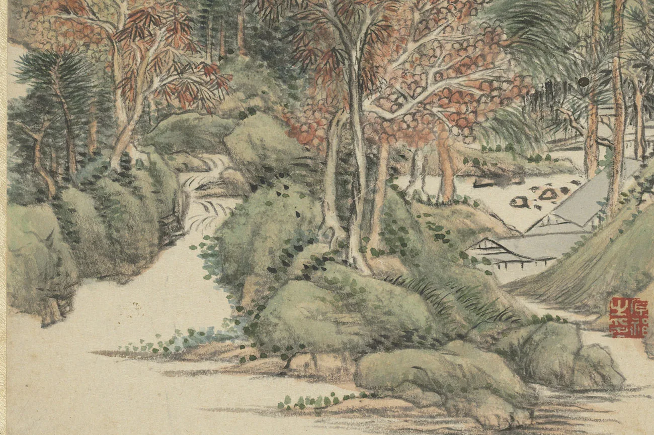 清王原祁画山水册局部 (11)