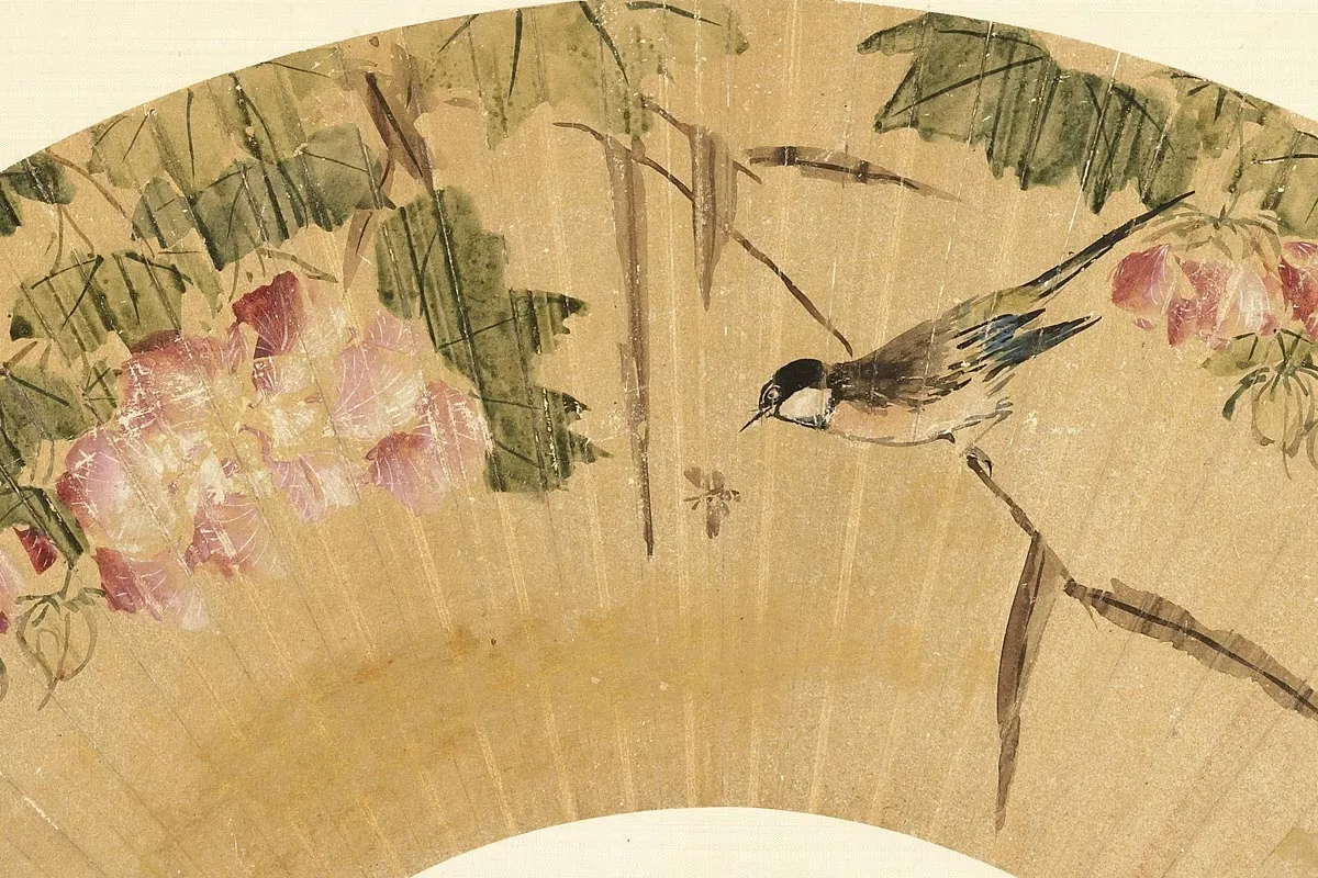 明周之冕画花鸟扇面集局部 (4)