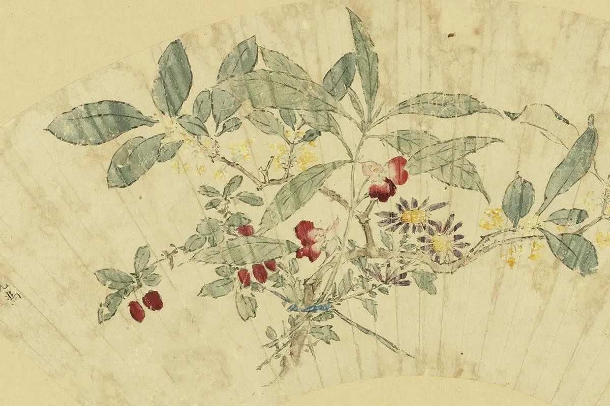 明周之冕画花鸟扇面集局部 (11)