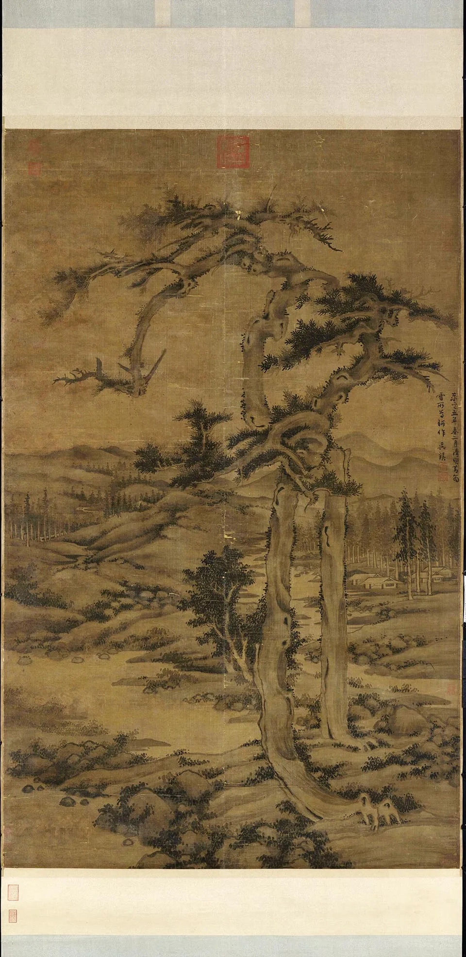 吴镇《双松图》又名《双桧平远图》轴