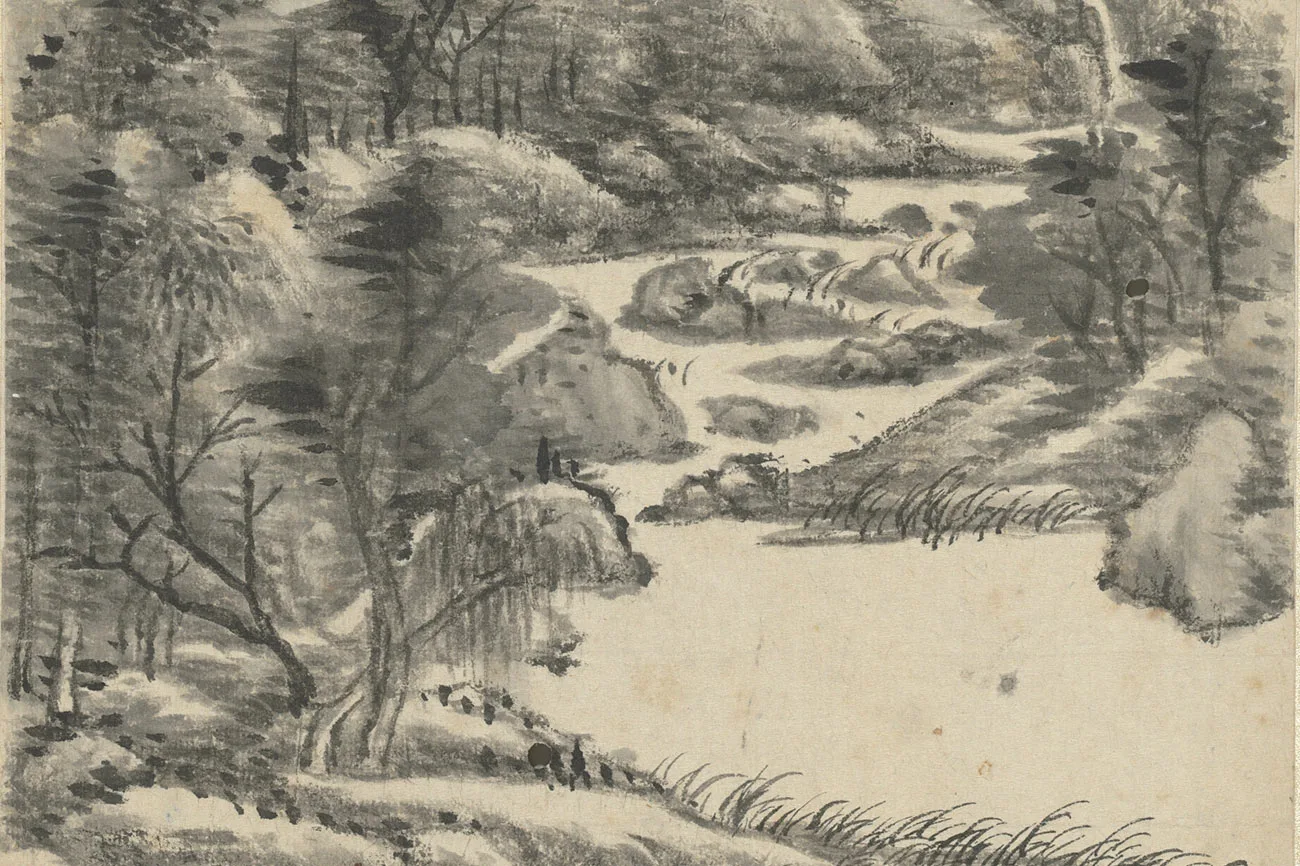清王原祁画山水册局部 (3)
