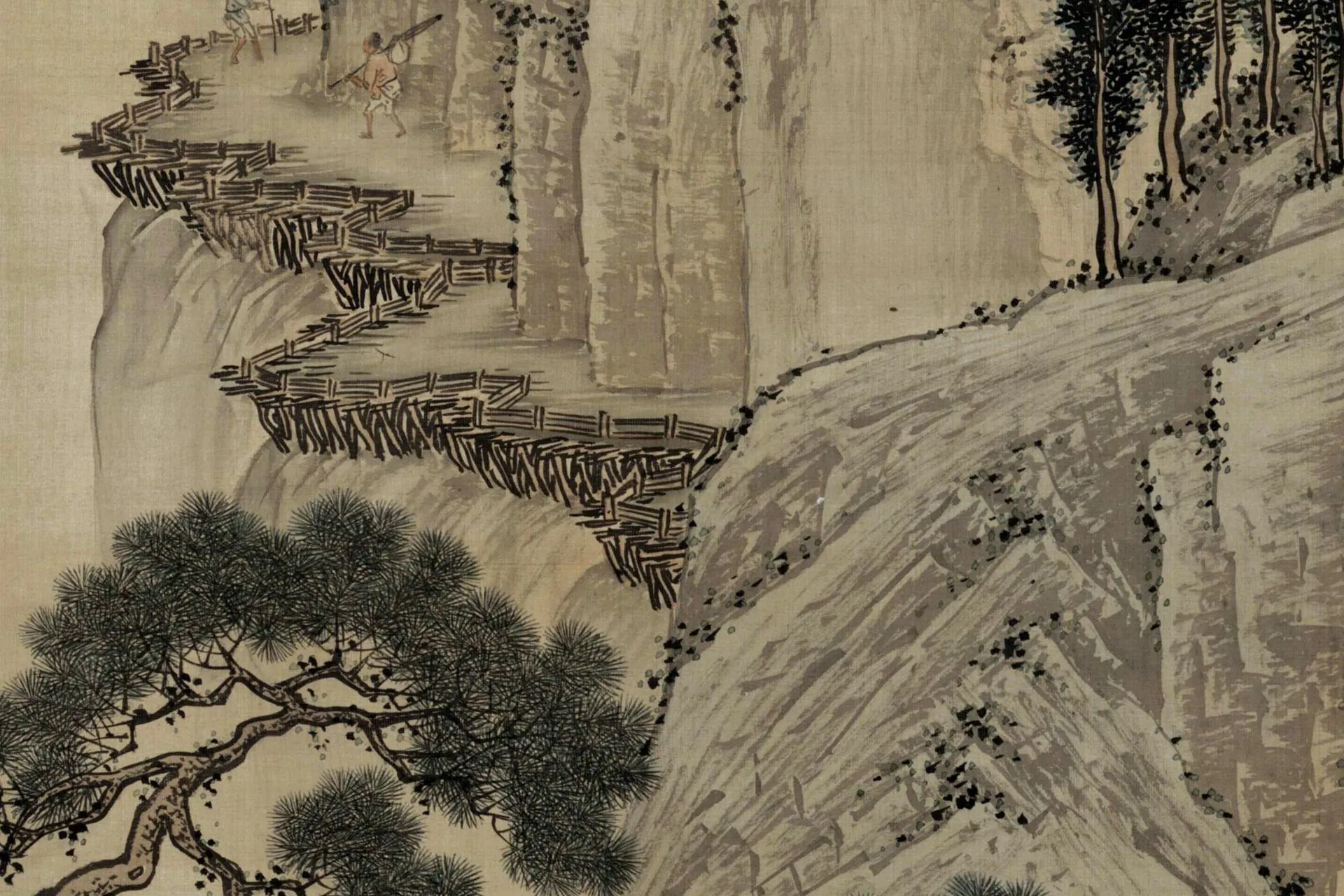 周臣山水画《春山游骑图》局部 (5)