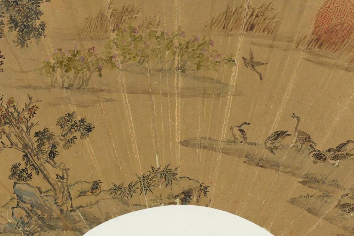 明周之冕画花鸟扇面集局部 (1)