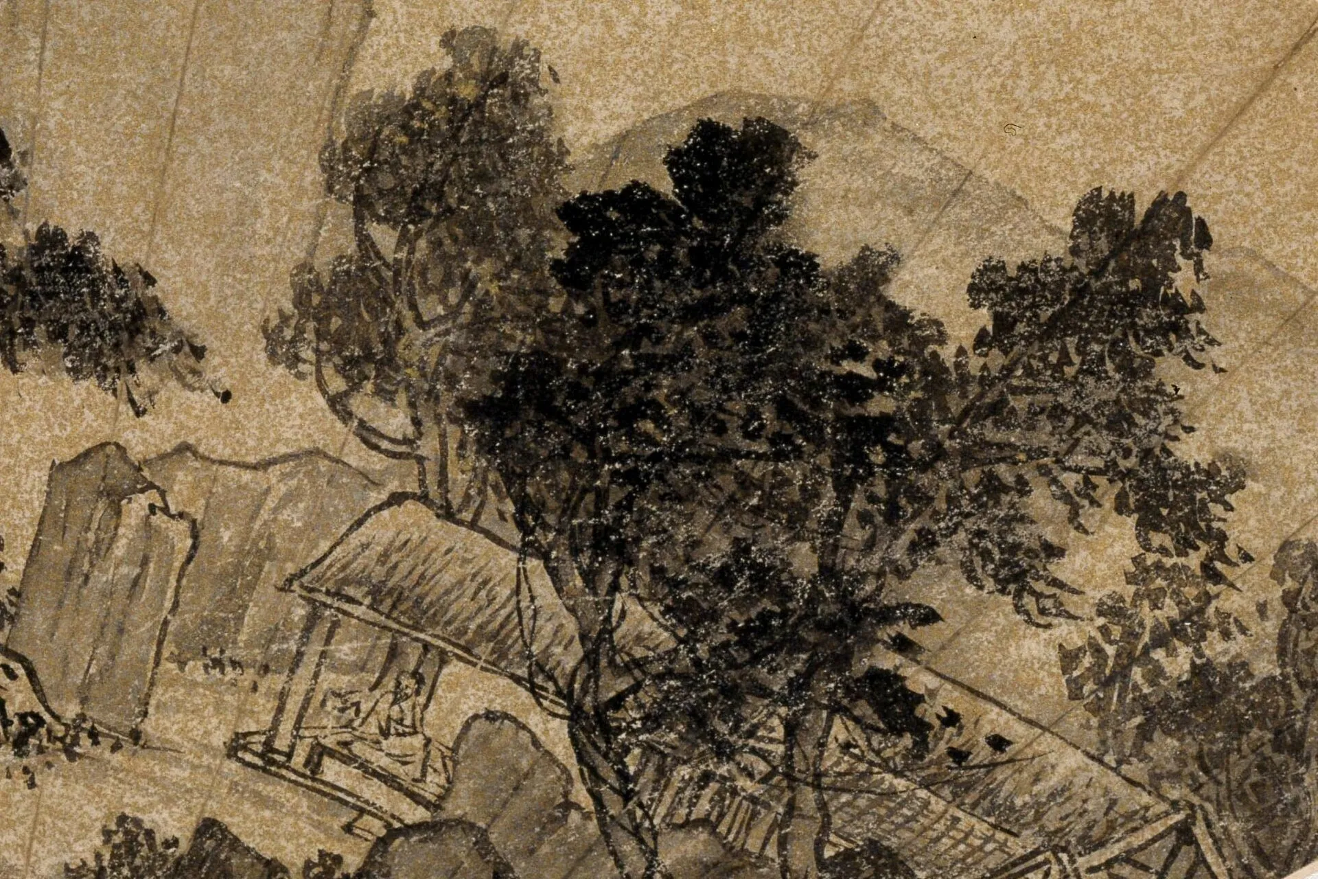 周臣山水人物扇面画高清图局部 (1)