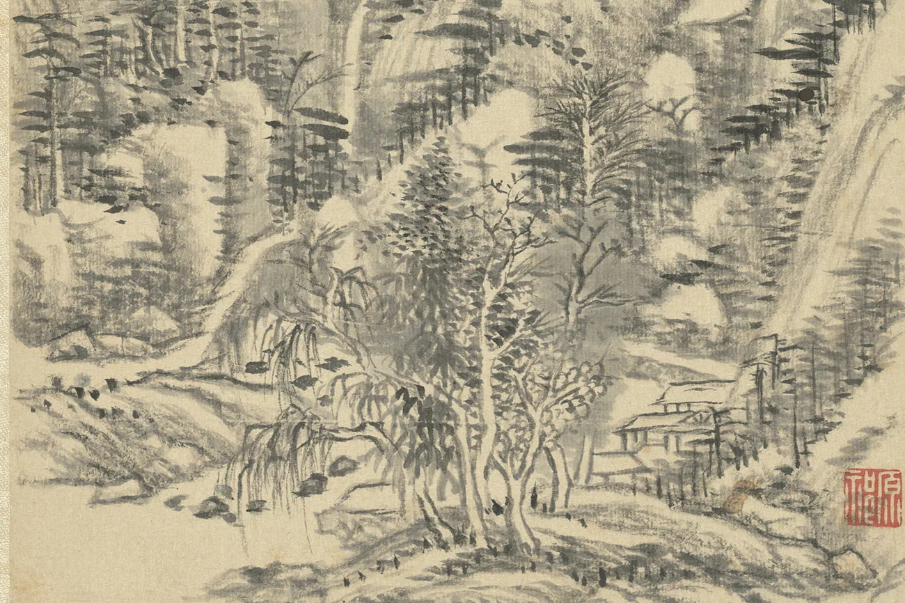 清王原祁画山水册局部 (10)