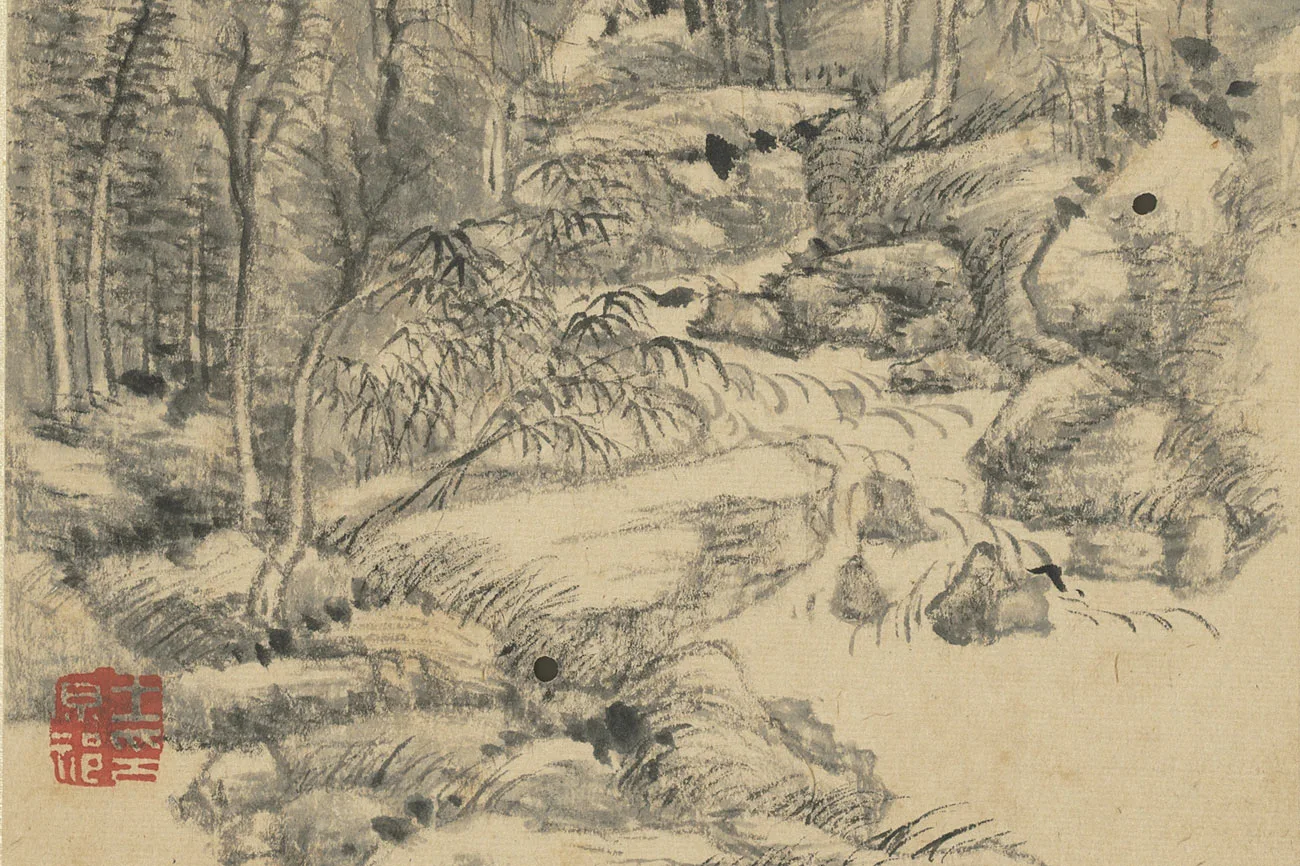 清王原祁画山水册局部 (4)