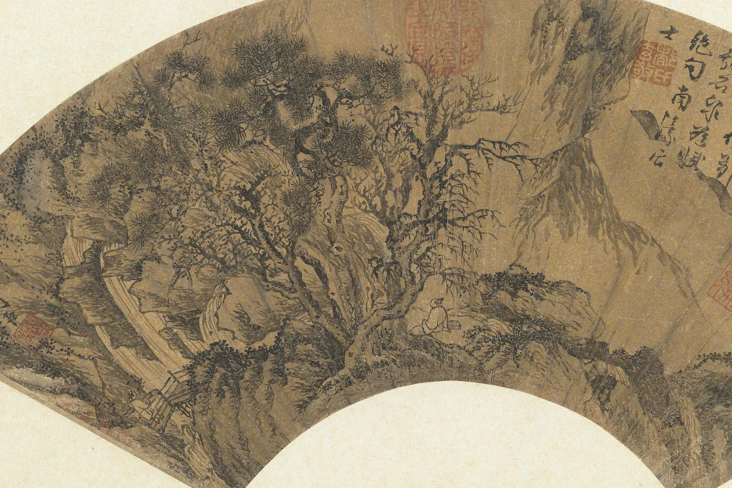 周臣山水画折扇扇面画局部 (3)