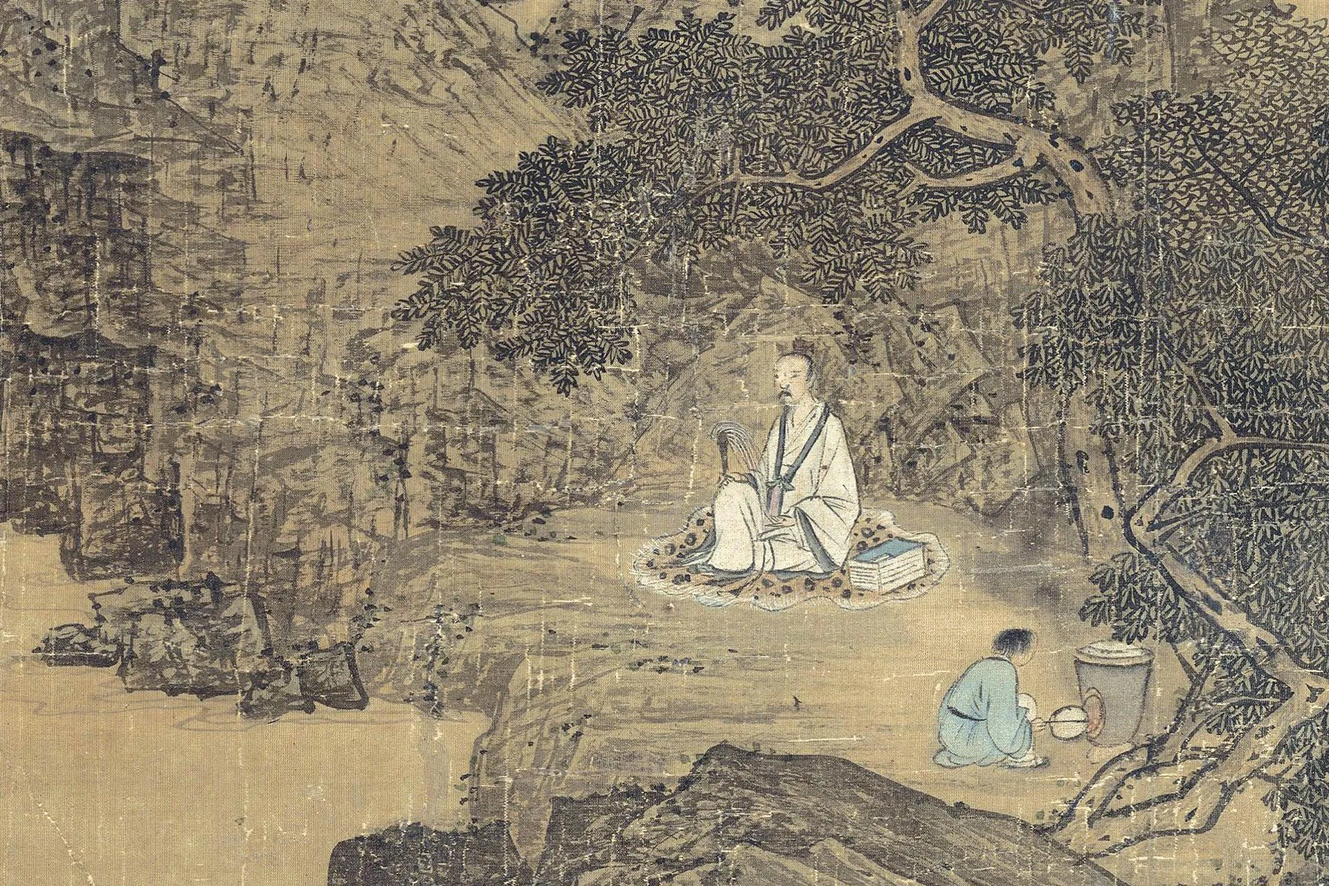 周臣山水画《白潭图》局部 (1)