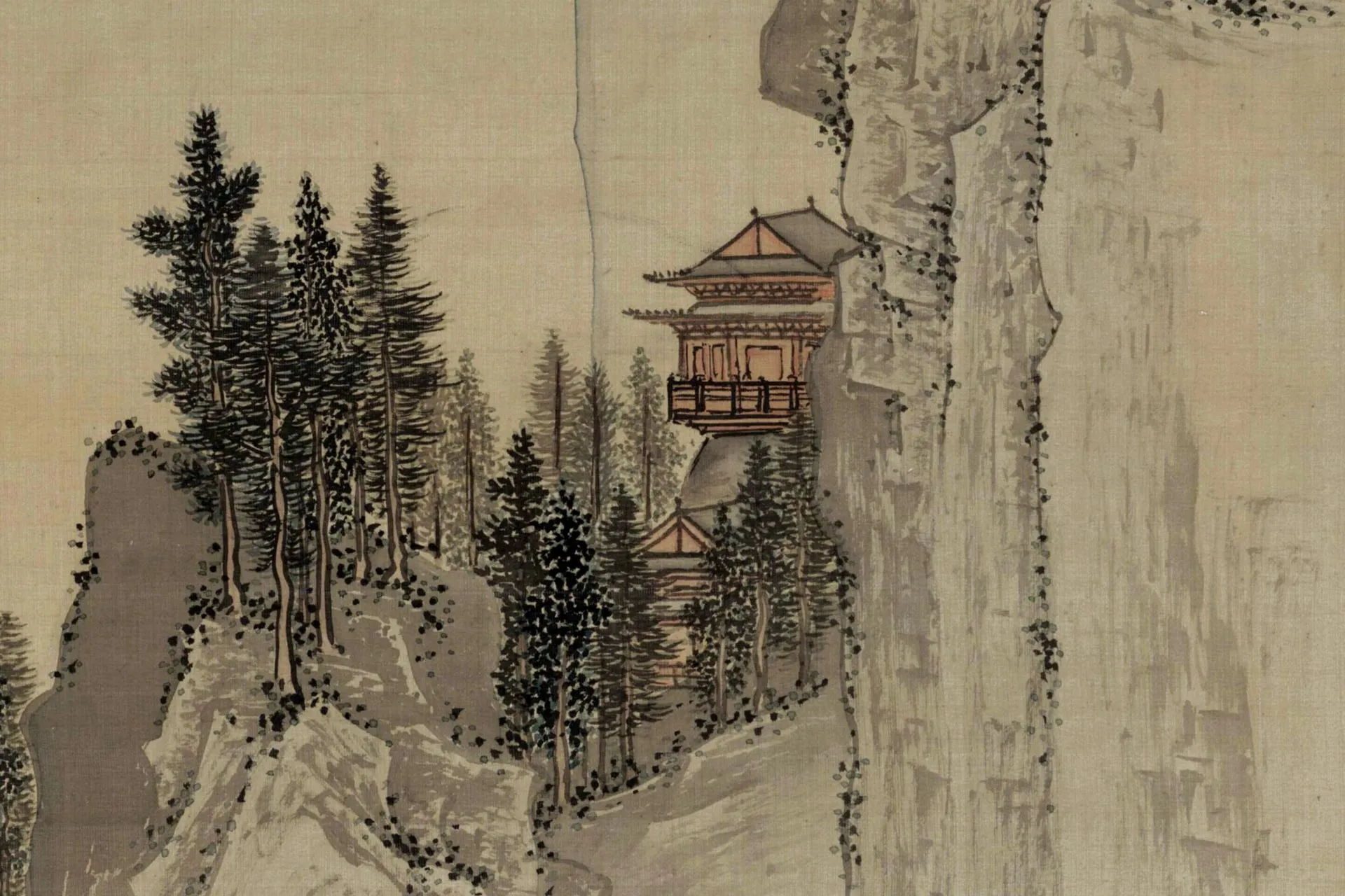 周臣山水画《春山游骑图》局部 (6)