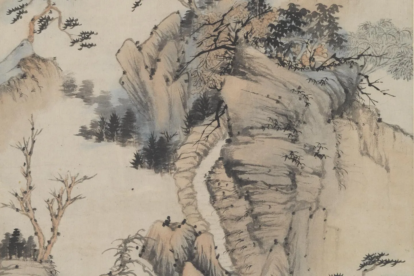 石涛山水画《黄山洁空金碧图》局部 (2)