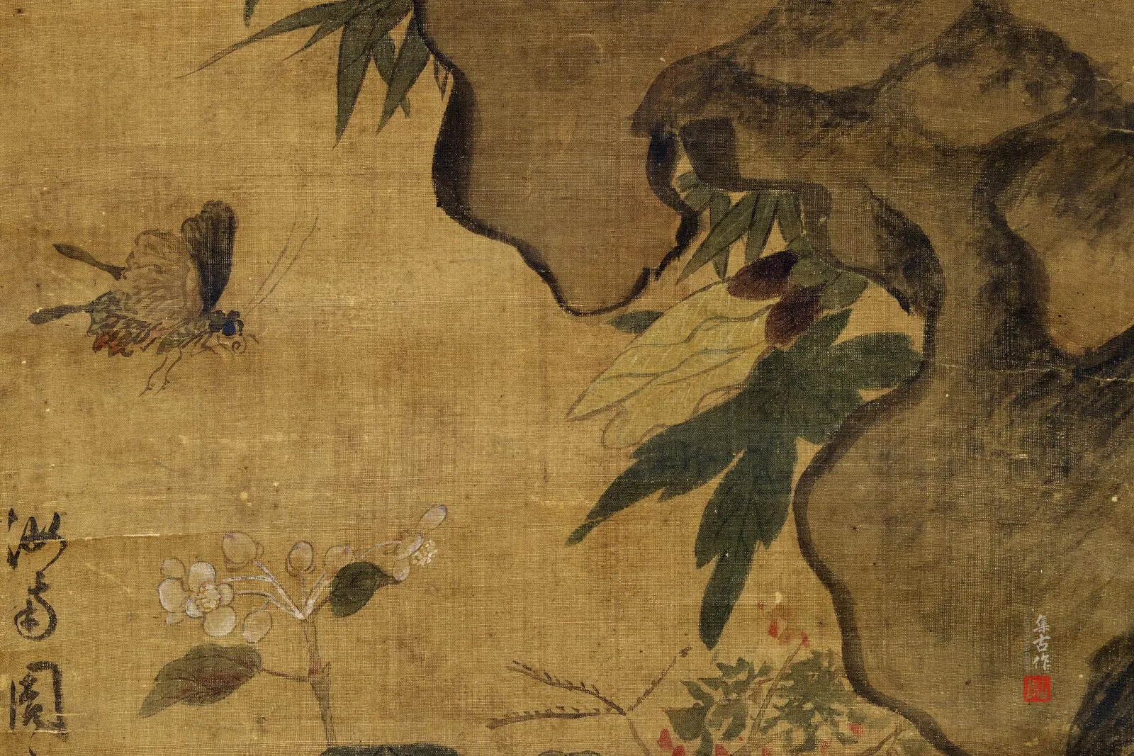 周之冕《花竹鹌鹑图》局部 (2)