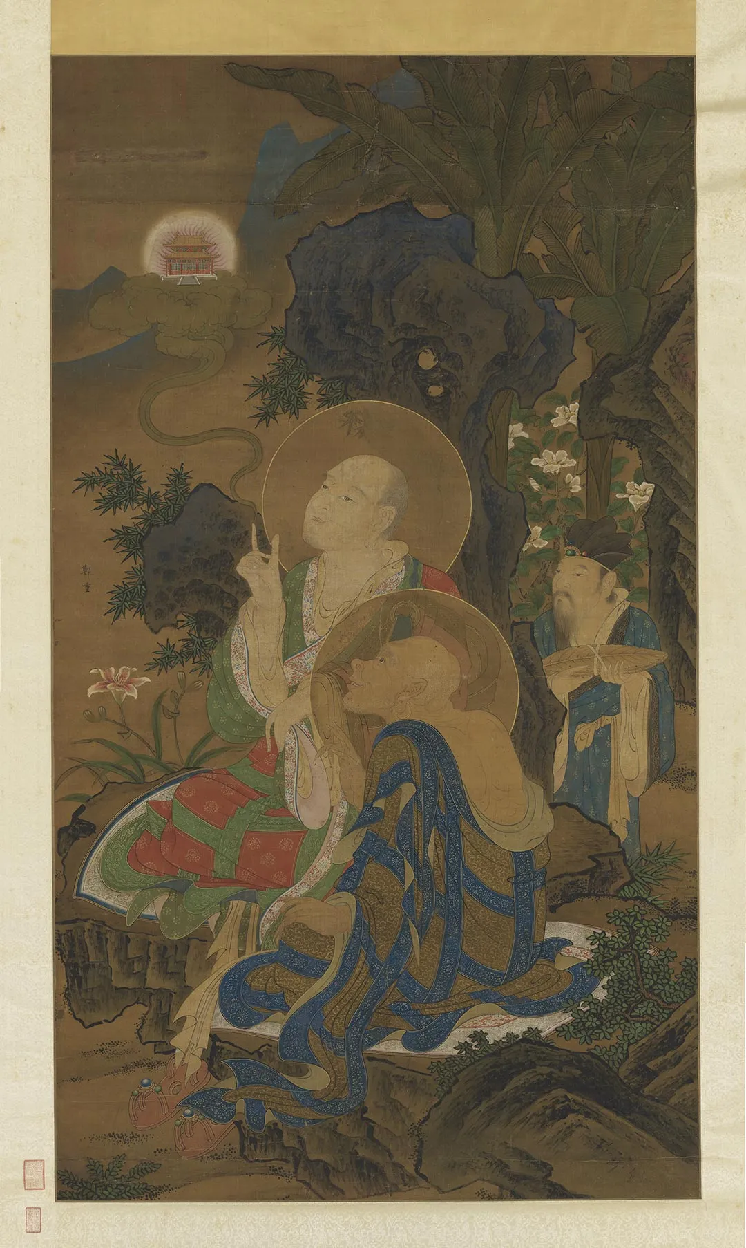 郑重佛道人物画《一指华严图》轴