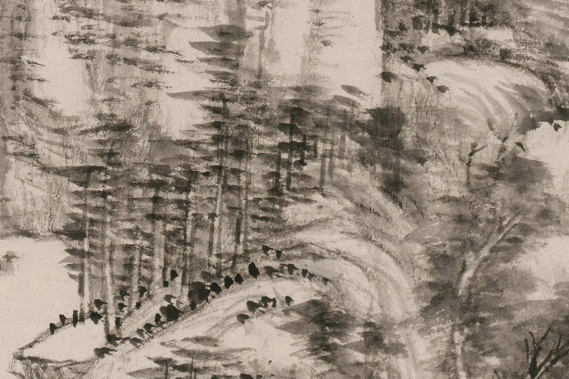 王原祁仿黄公望山水《富春山居图》局部 (3)