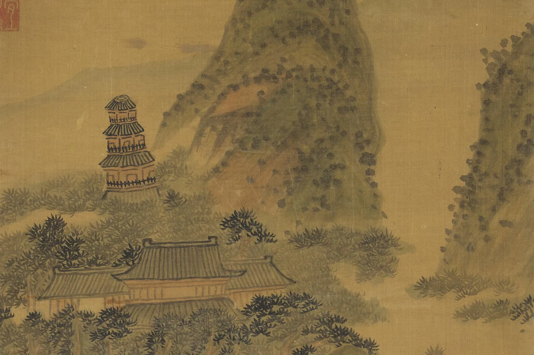清石涛画山水轴局部 (2)