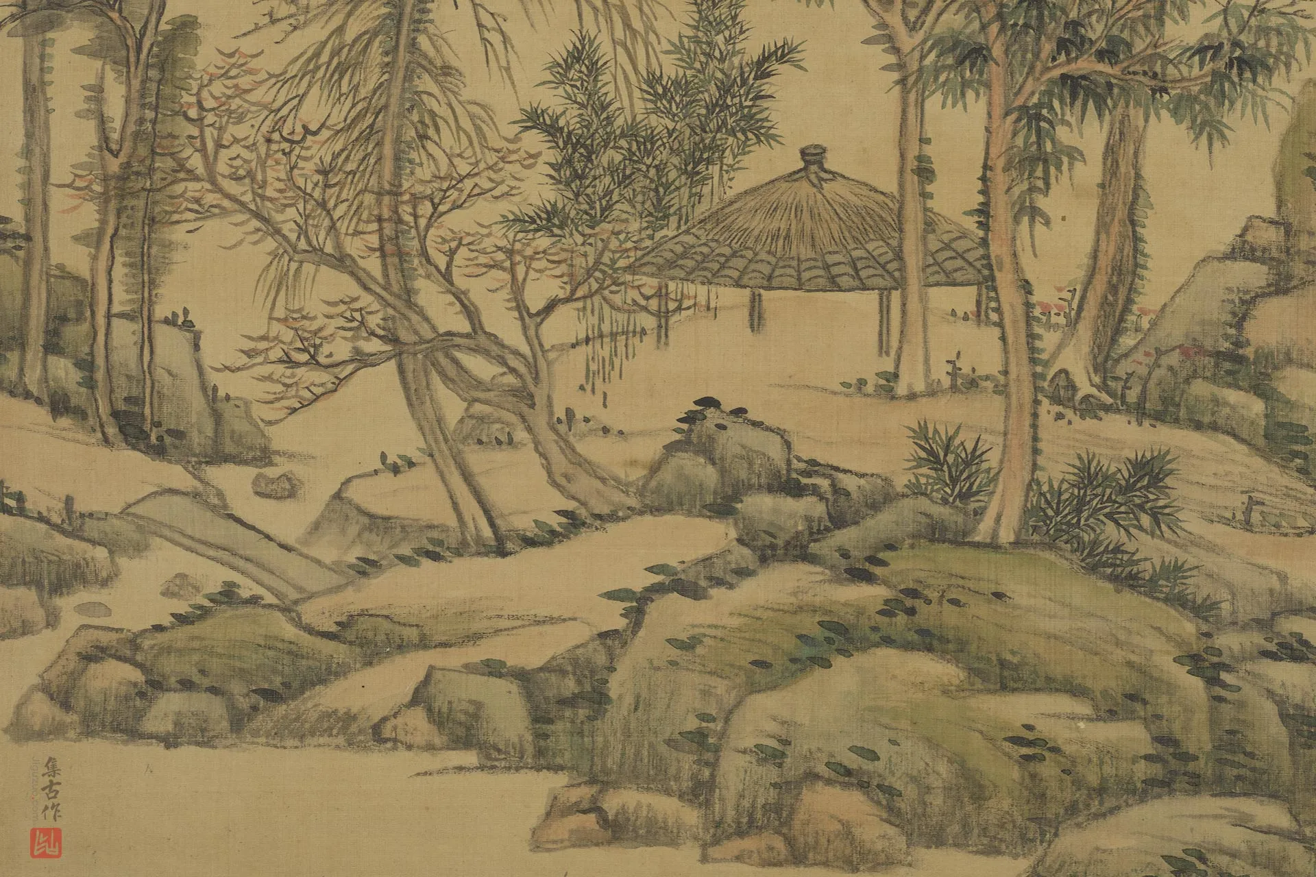 王原祁画小青绿山水局部 (3)