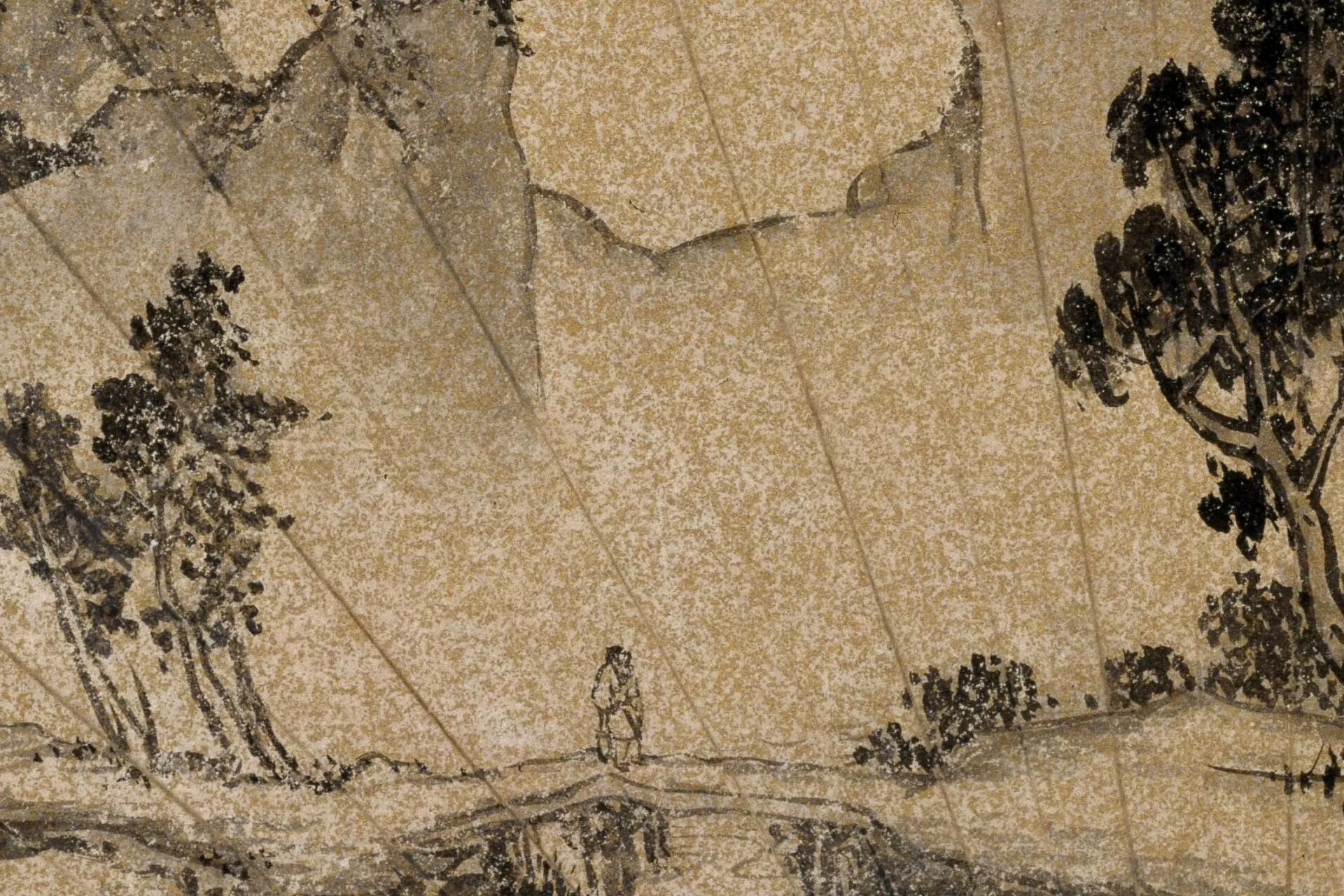 周臣山水人物扇面画高清图局部 (2)