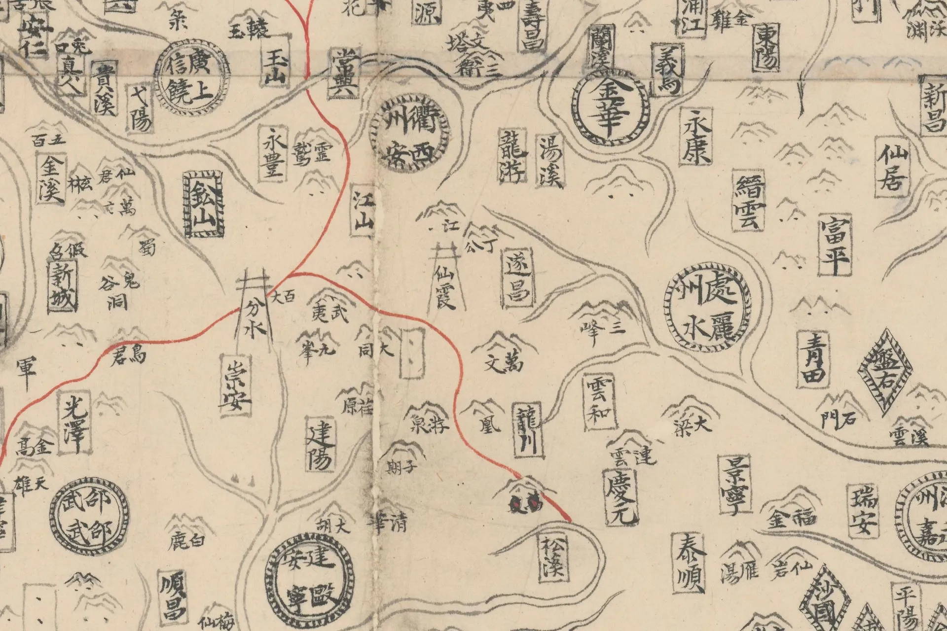 混一疆理历代国都之图(杨子器跋本)高清大图局部 (5)