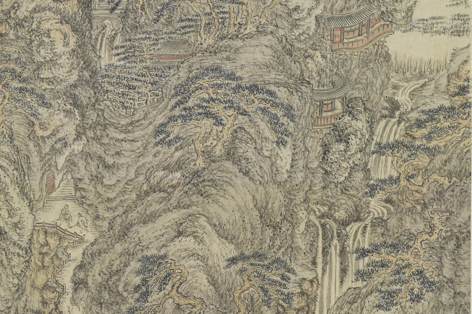 郑重山水画《仿王蒙葛洪移居图》局部 (3)