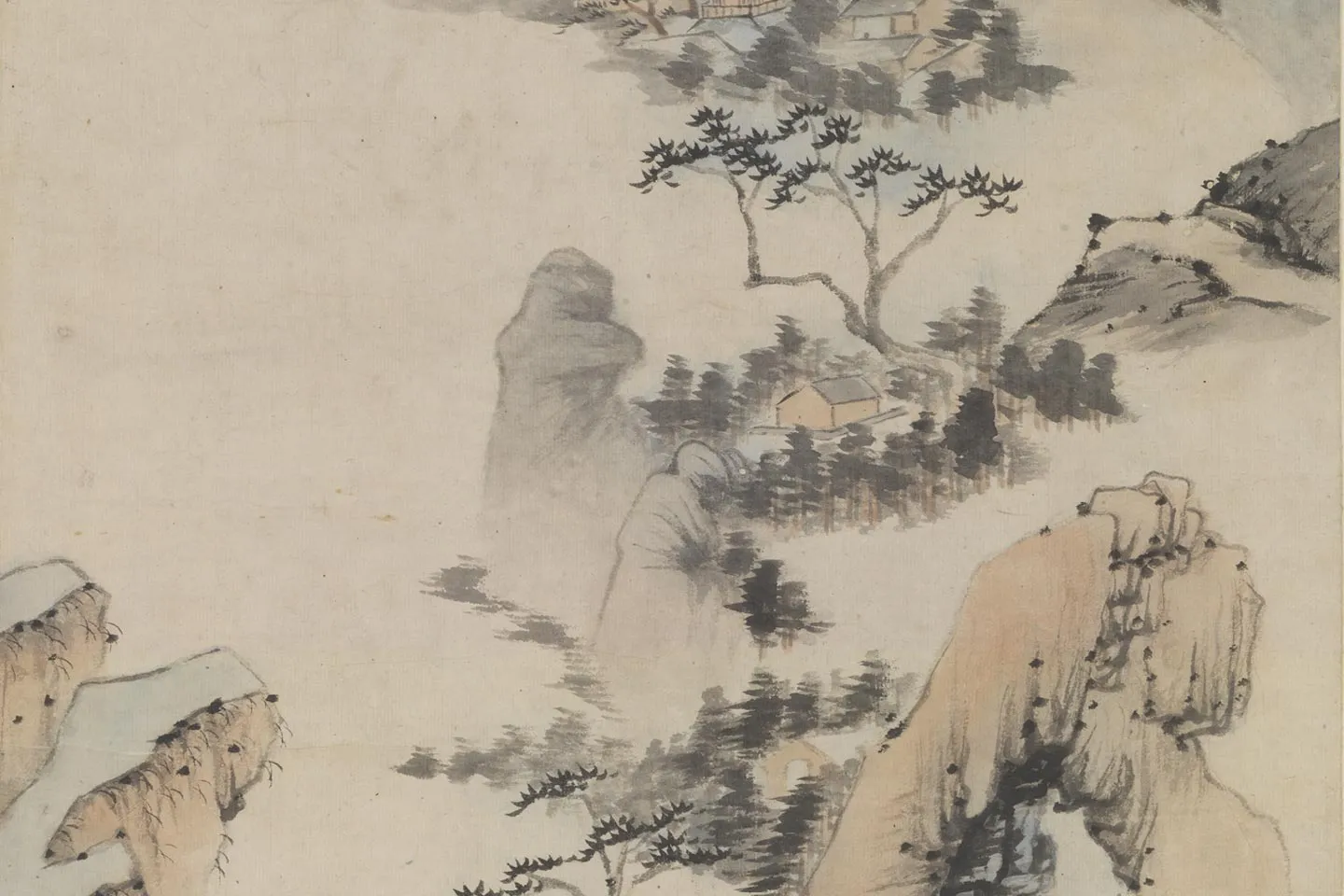 石涛山水画《黄山洁空金碧图》局部 (3)