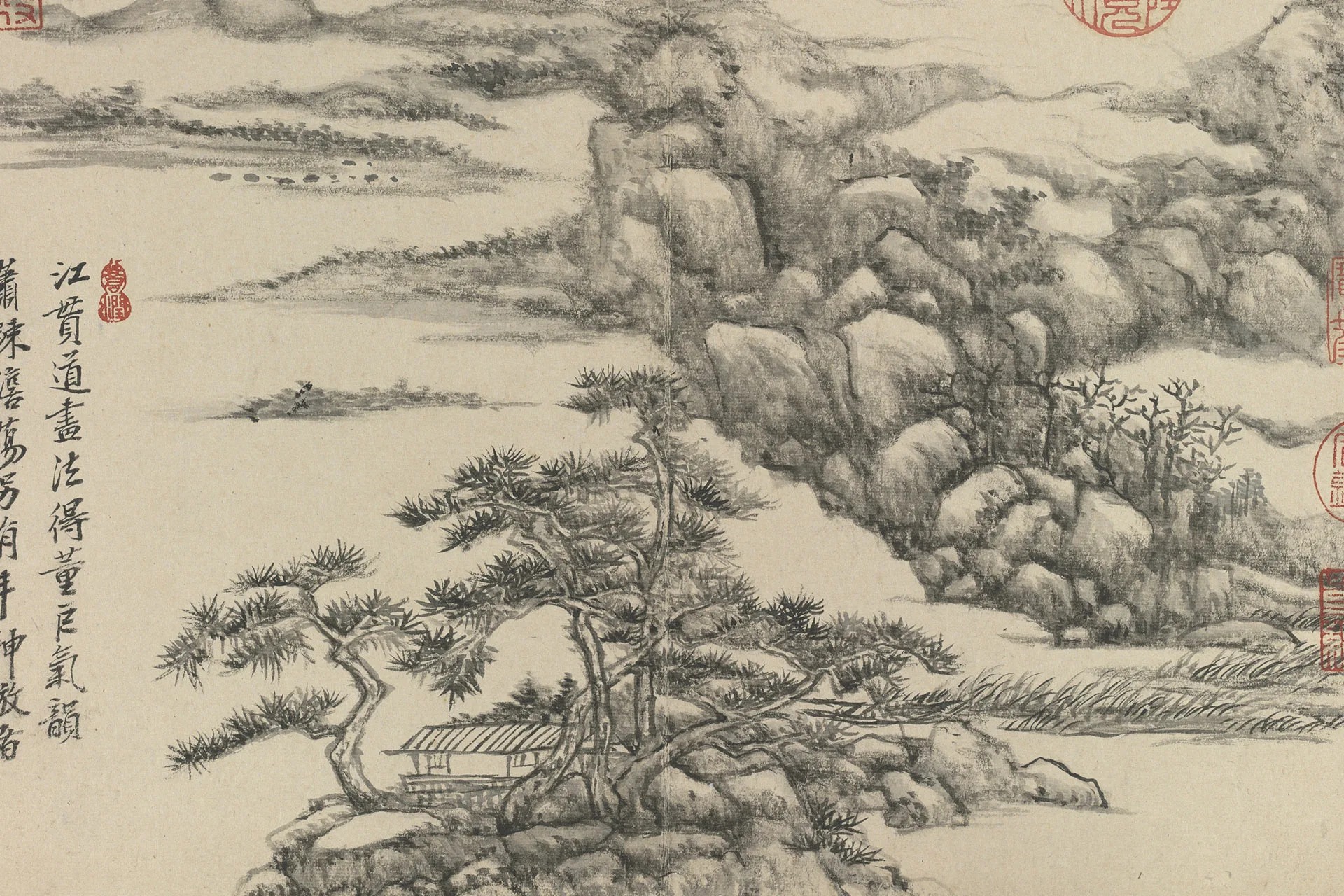清王原祁画山水局部 (1)