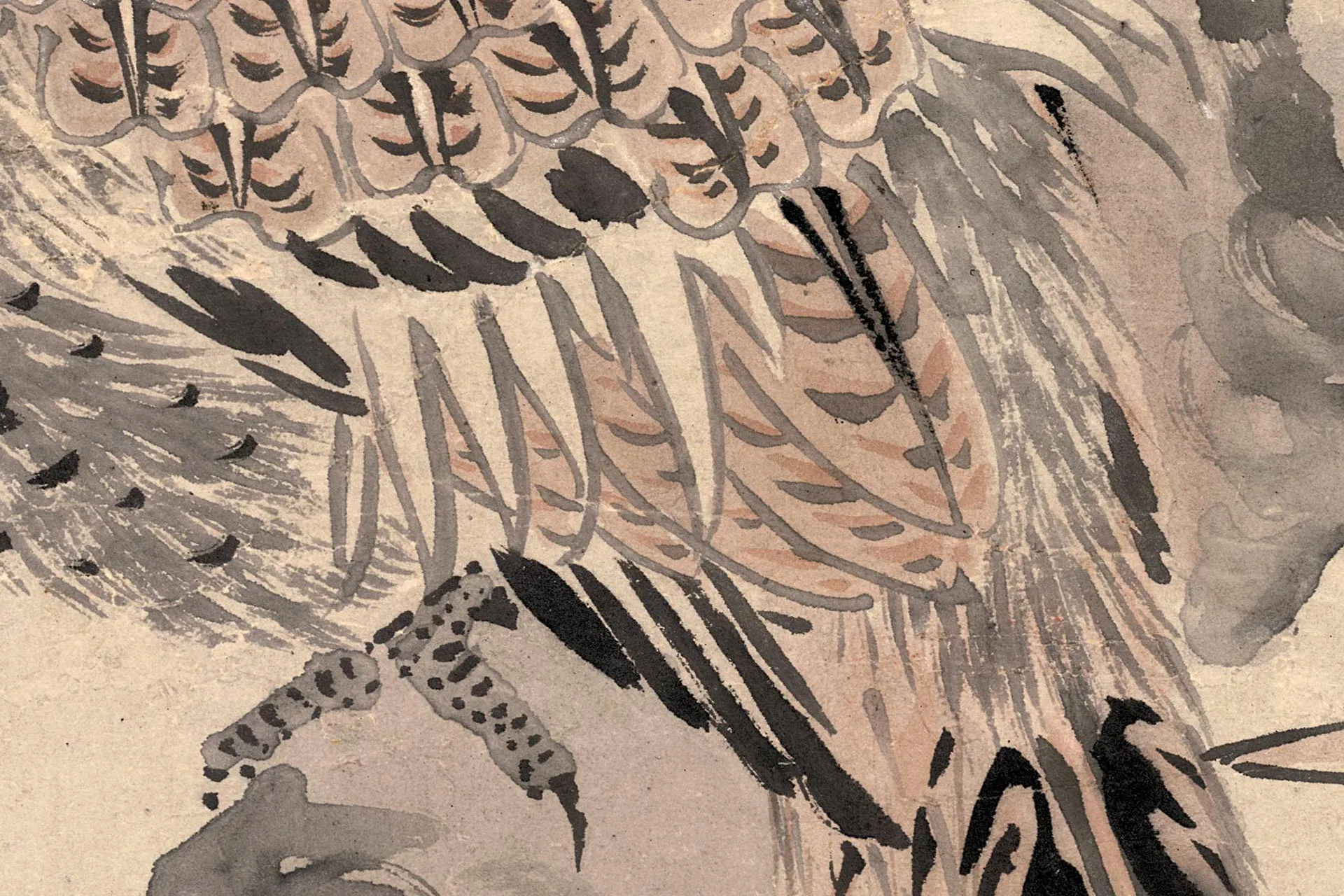 周之冕花鸟画《梅花野雉图》高清大图局部 (2)