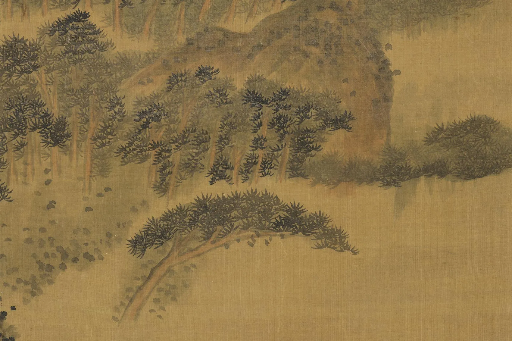 清石涛画山水轴局部 (3)