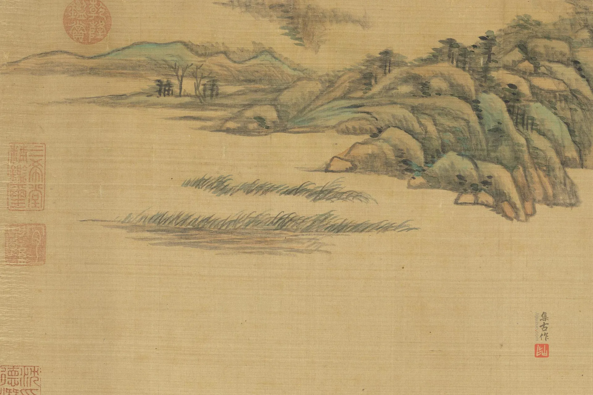 清王原祁画山水卷局部 (4)