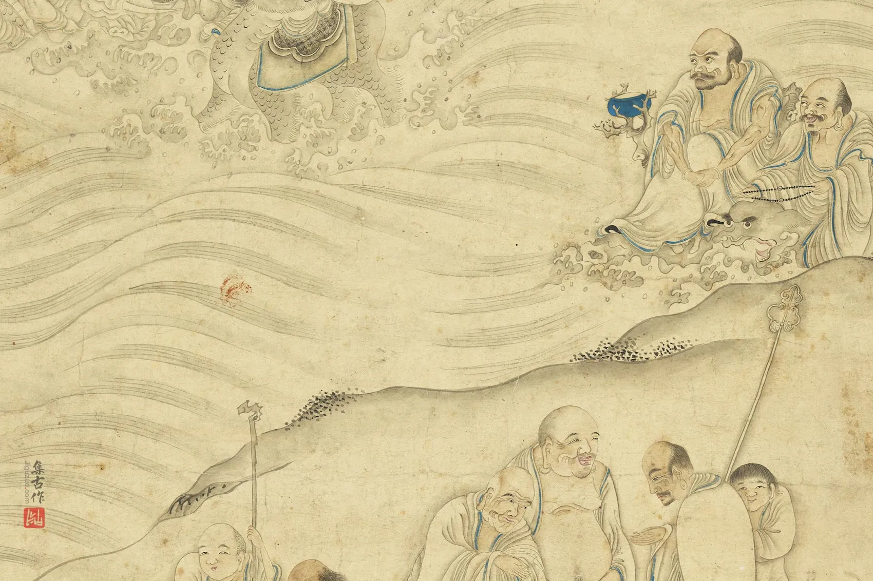 郑重画十八应真像轴局部 (3)