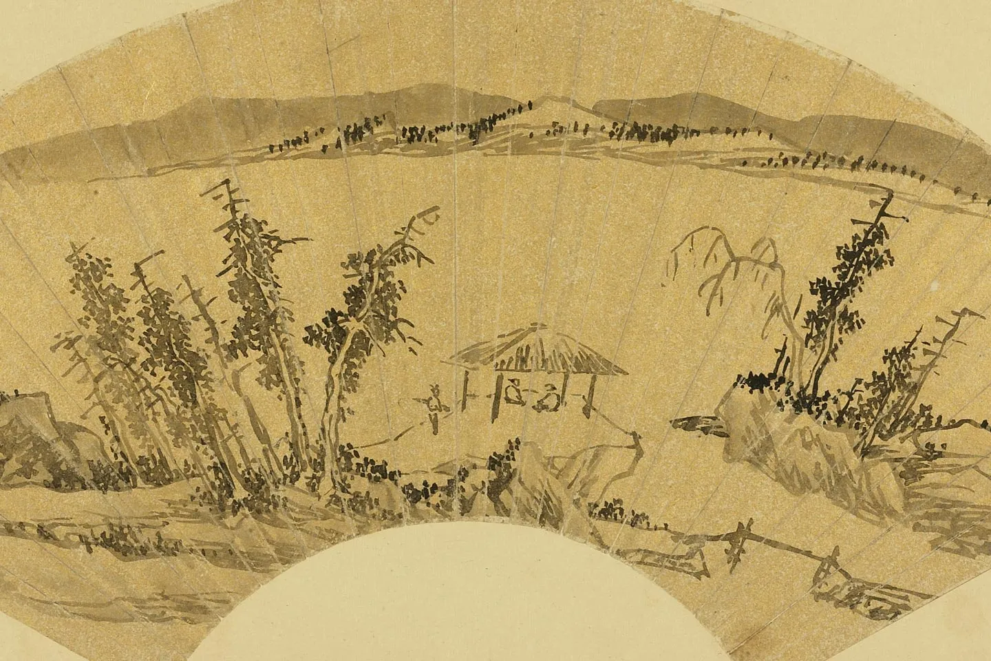 周臣山水画折扇扇面画局部 (10)