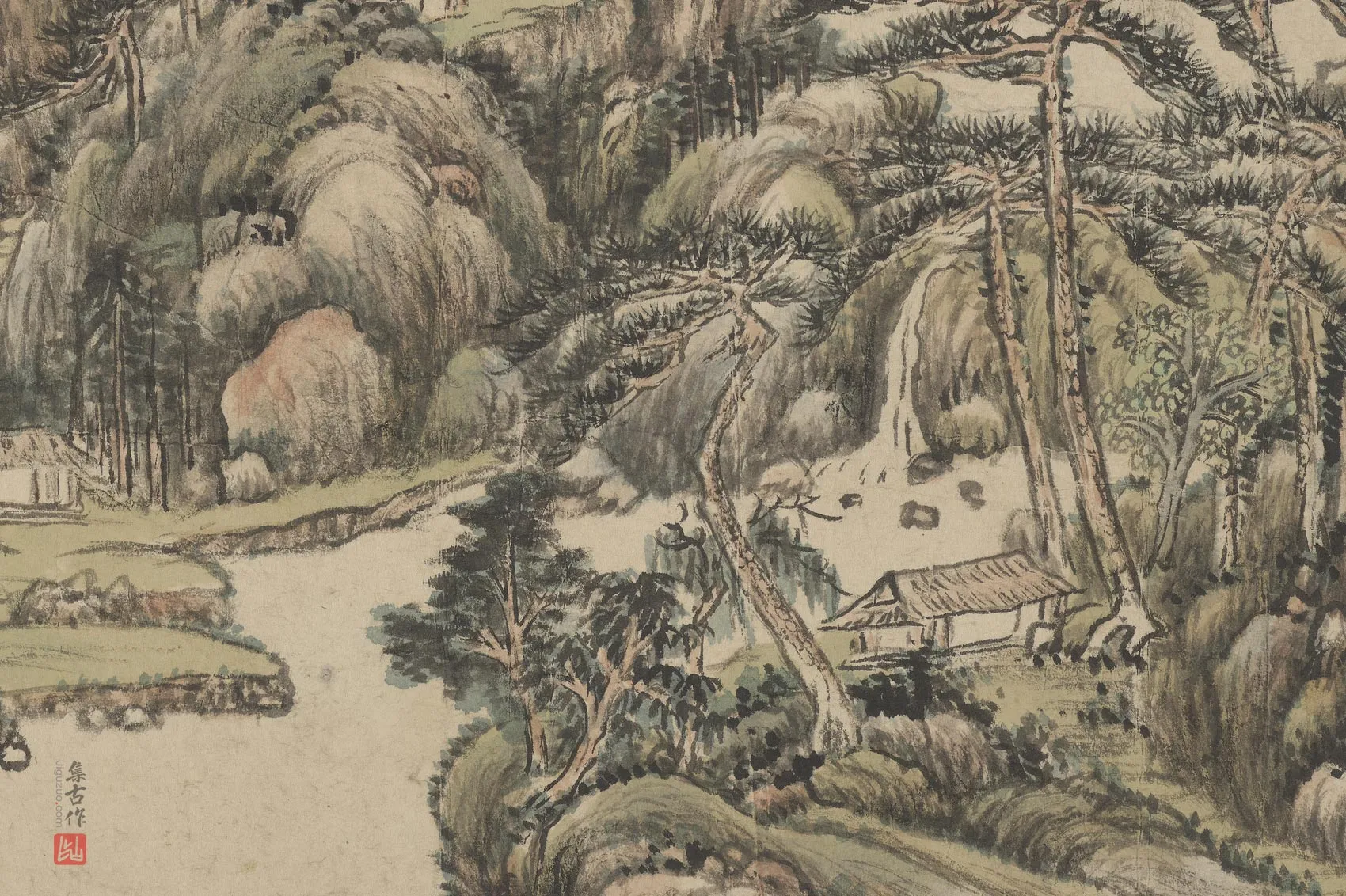 王原祁仿王蒙山水局部 (2)
