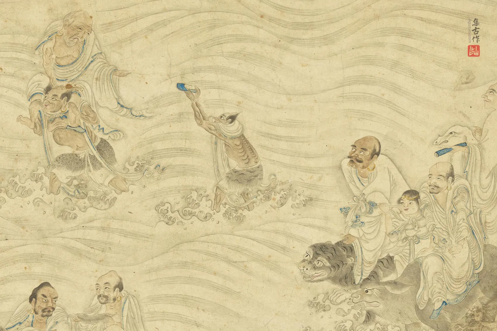 郑重画十八应真像轴局部 (2)