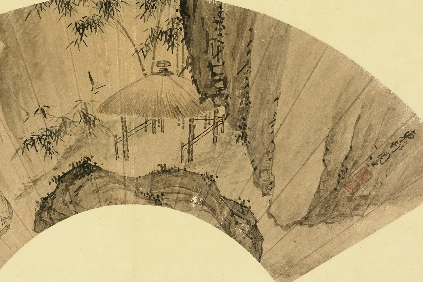 周臣山水画折扇扇面画局部 (5)