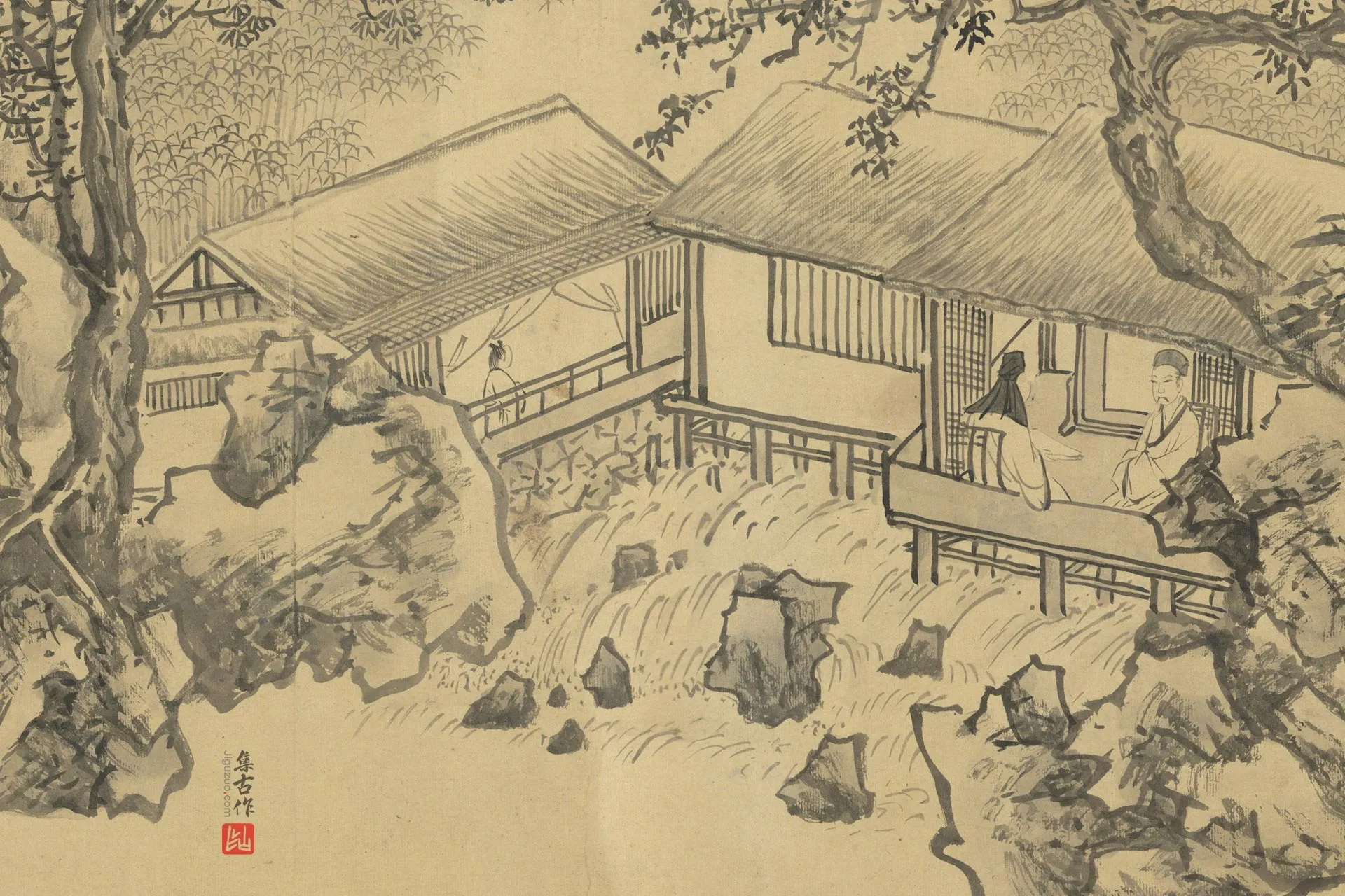 王绂《林泉道古图》局部 (2)