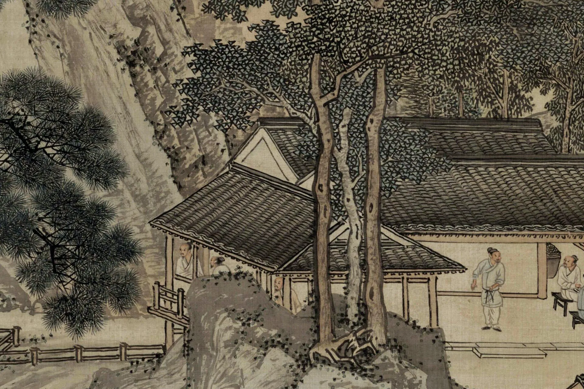 周臣山水画《春山游骑图》局部 (4)