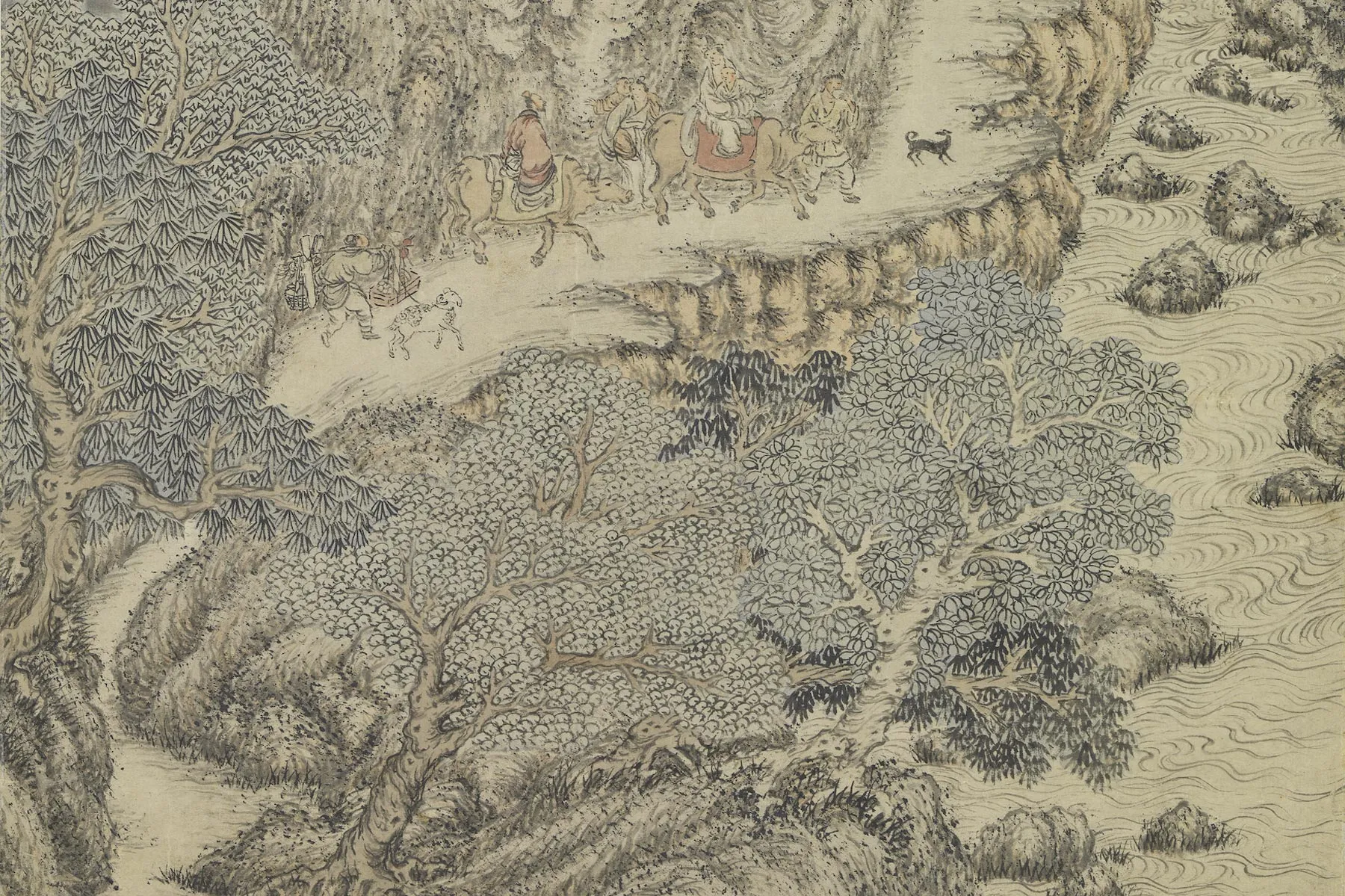 郑重山水画《仿王蒙葛洪移居图》局部 (5)