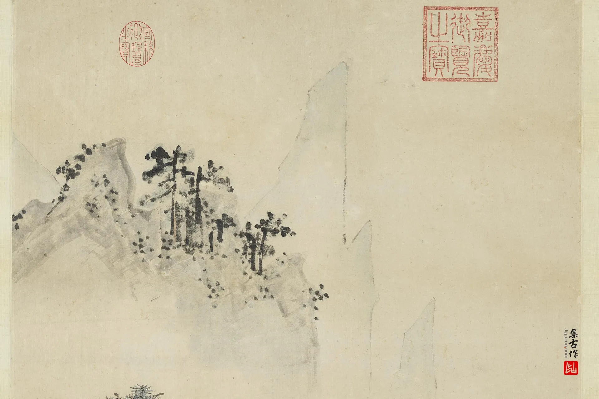 周臣山水画《松泉诗思图》局部 (1)
