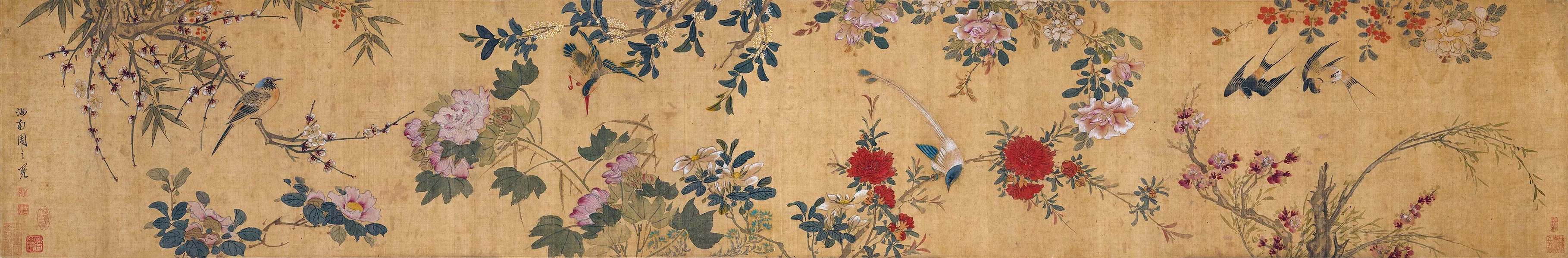 周之冕花鸟画《四时花鸟图》卷