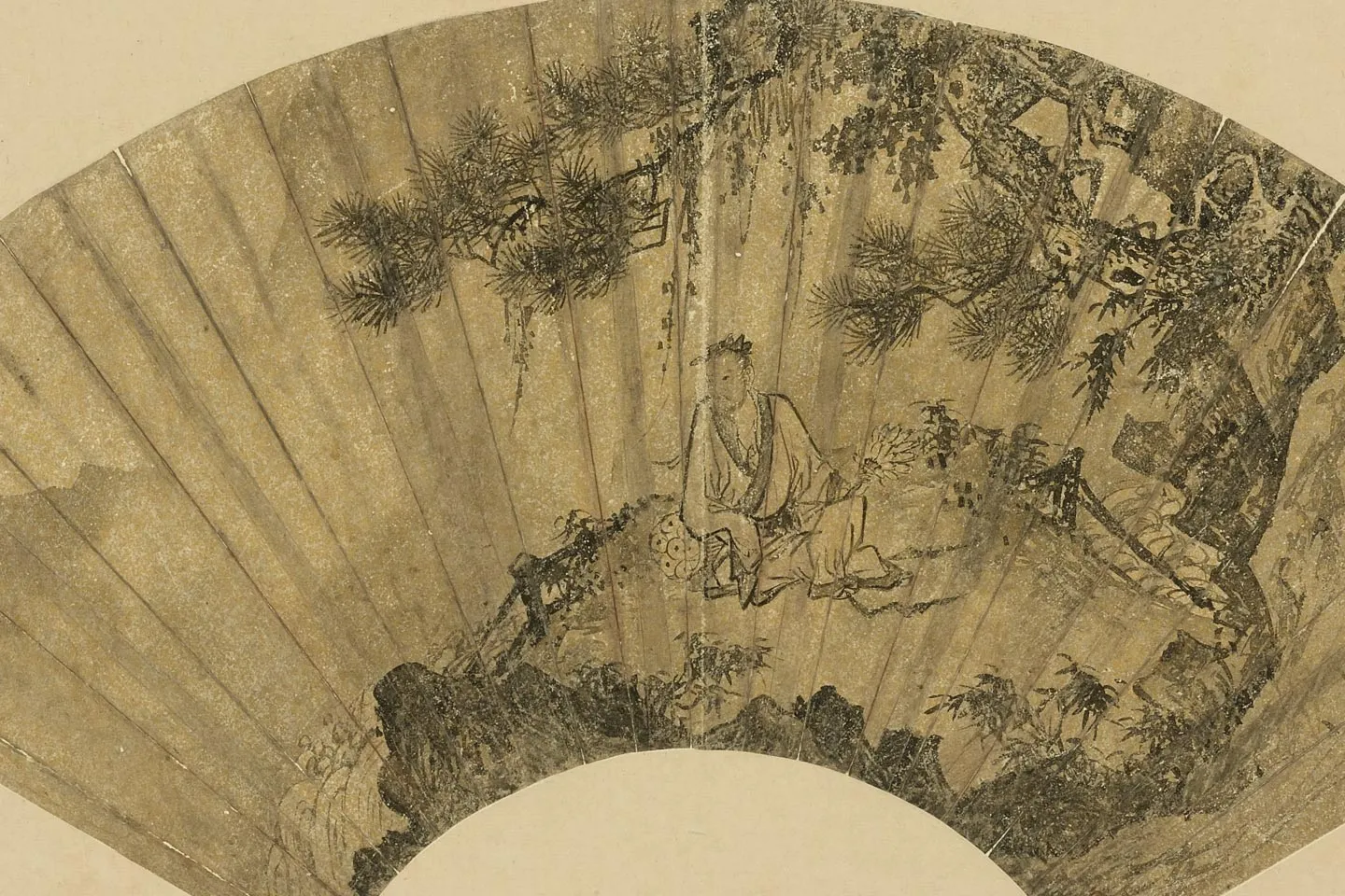 周臣山水画折扇扇面画局部 (7)