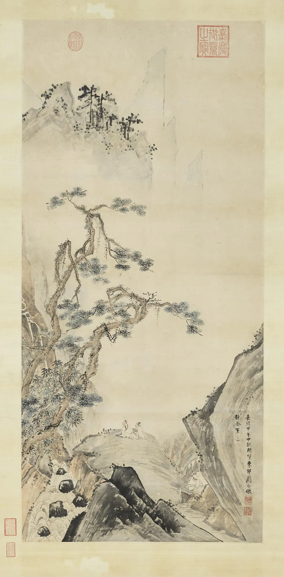 周臣山水画《松泉诗思图》轴