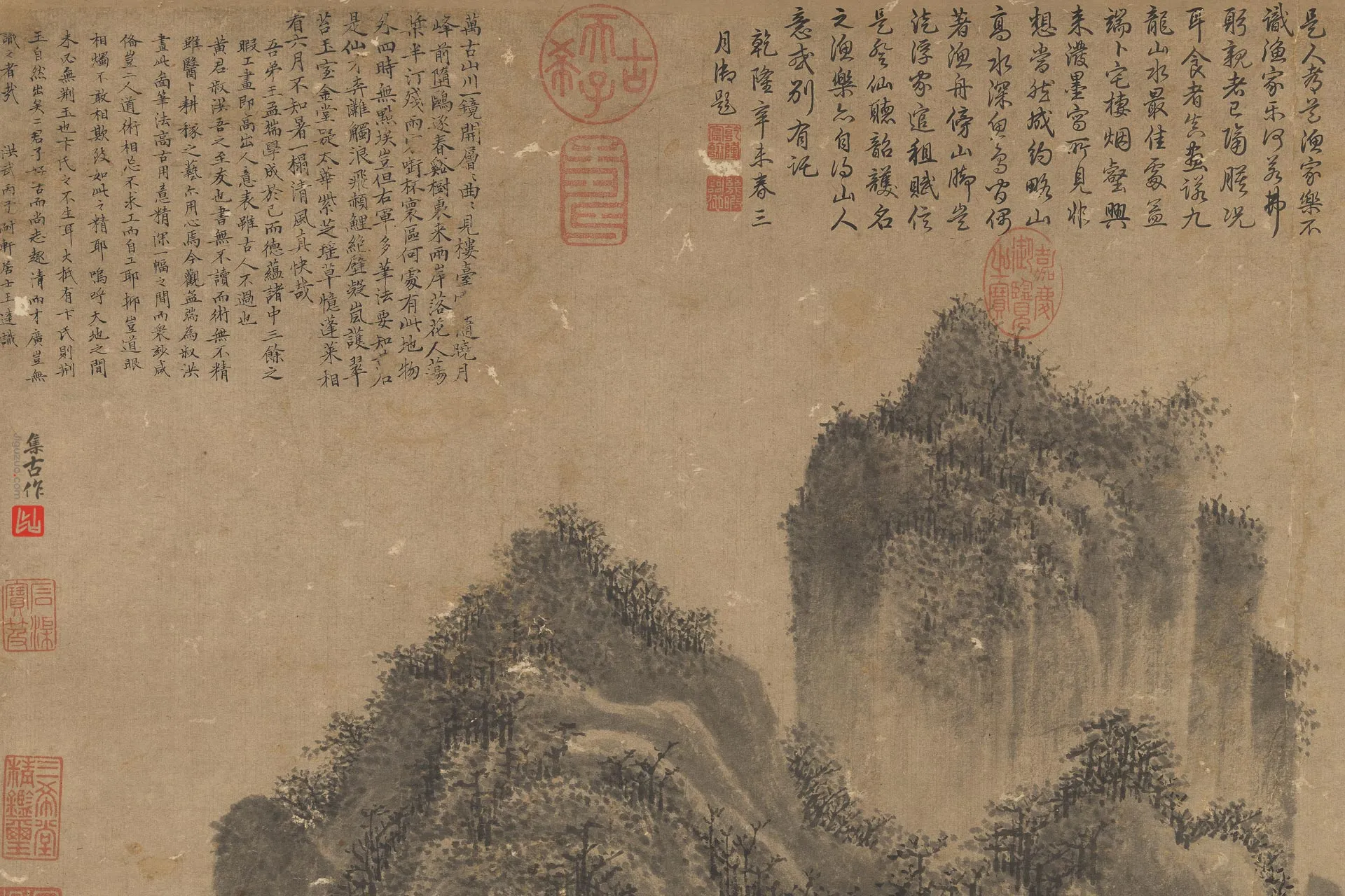 王绂墨笔山水图局部 (1)