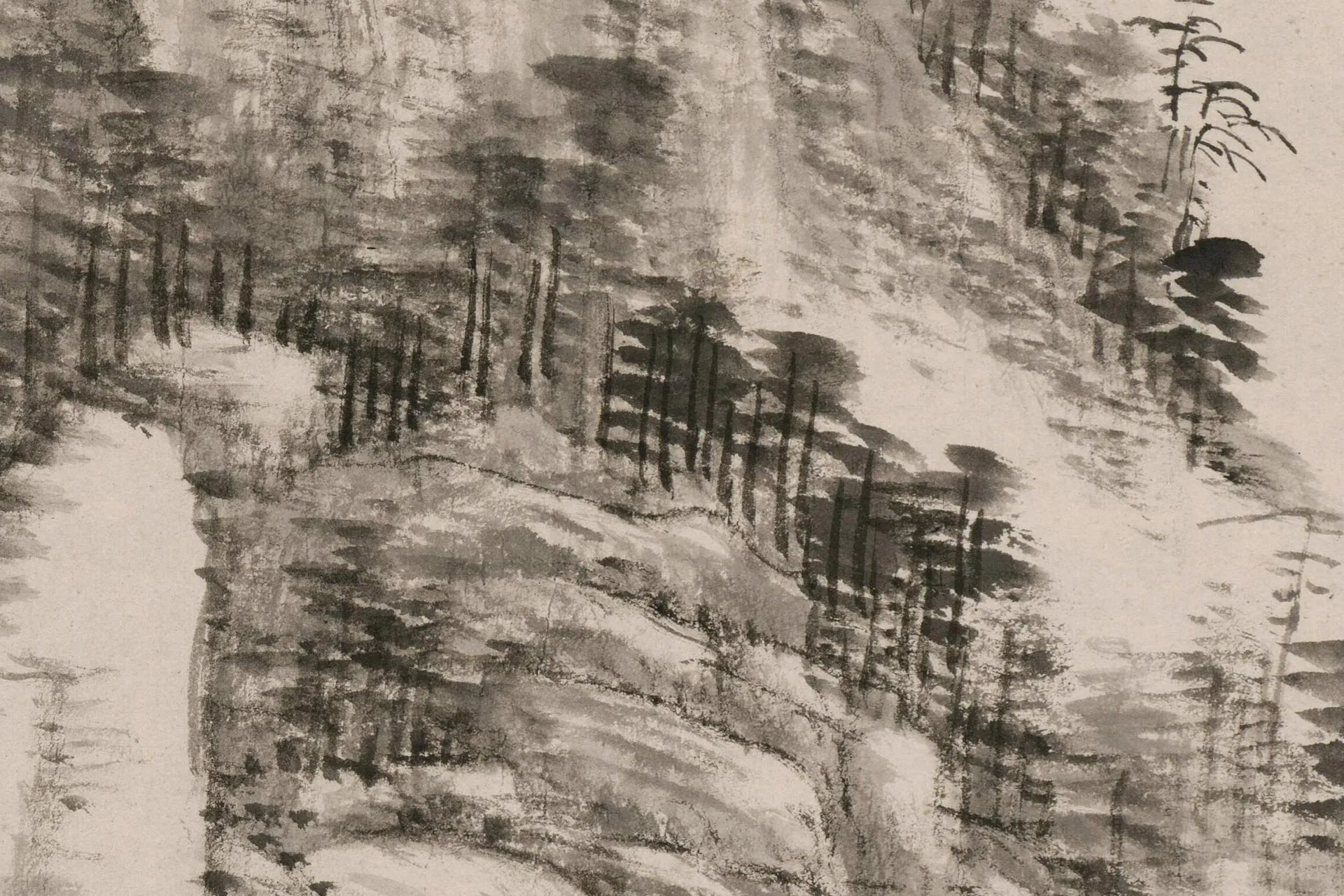 王原祁仿黄公望山水《富春山居图》局部 (4)