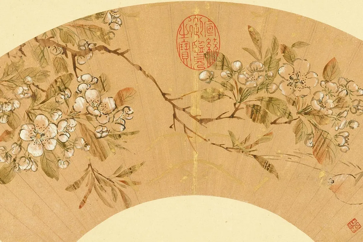 明周之冕画花鸟扇面集局部 (13)