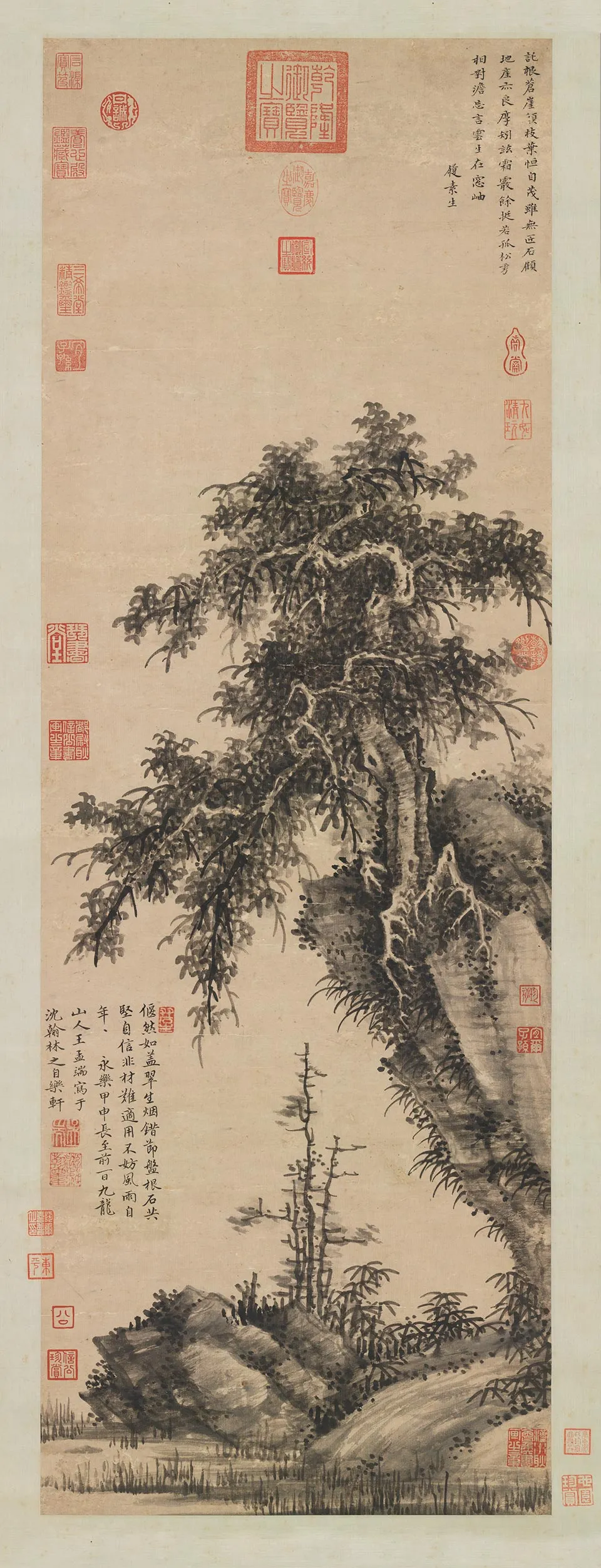 王绂水墨画《独树图》轴