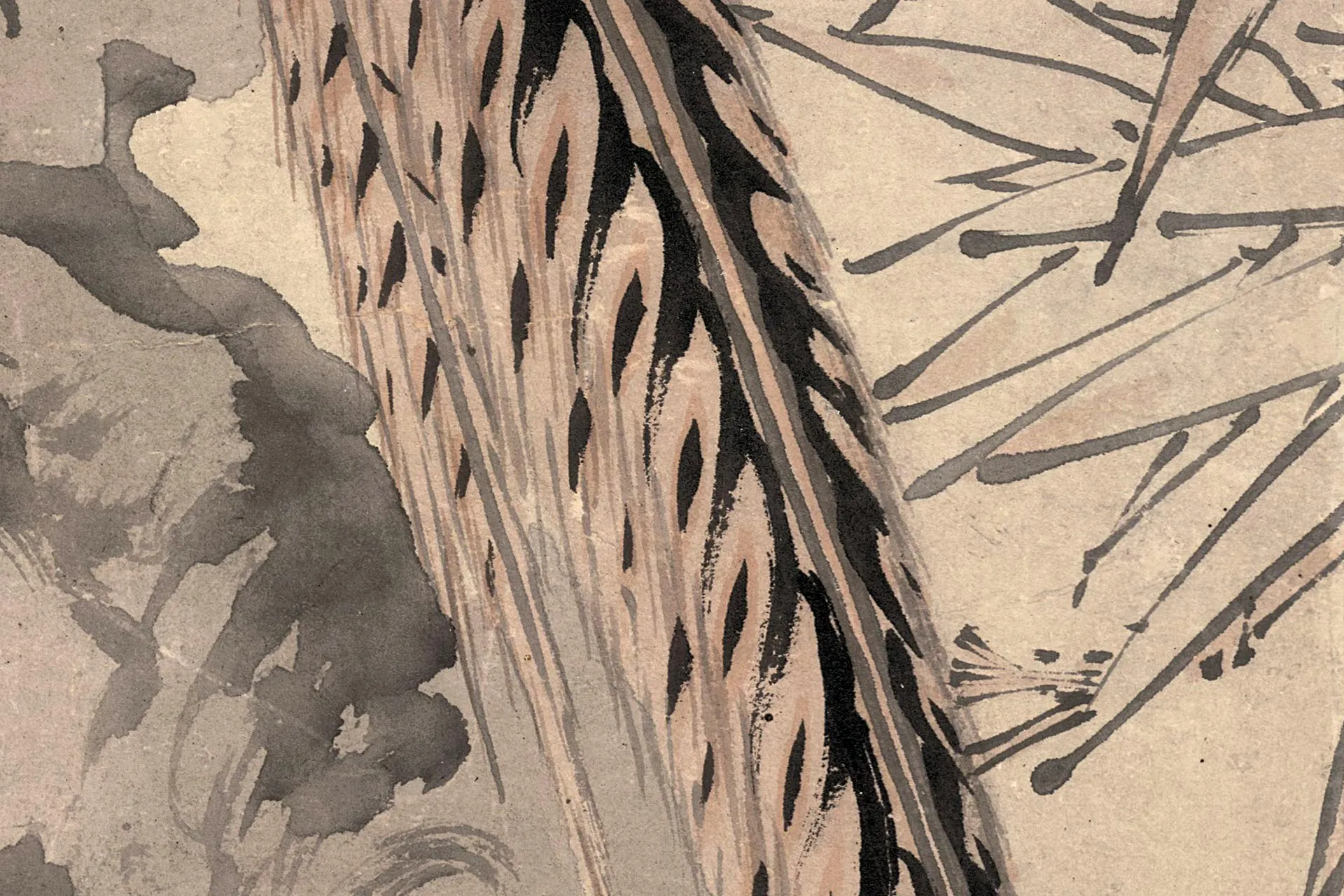 周之冕花鸟画《梅花野雉图》高清大图局部 (3)