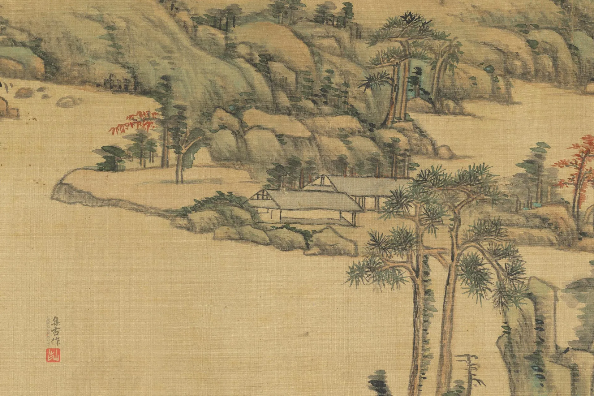 清王原祁画山水卷局部 (3)