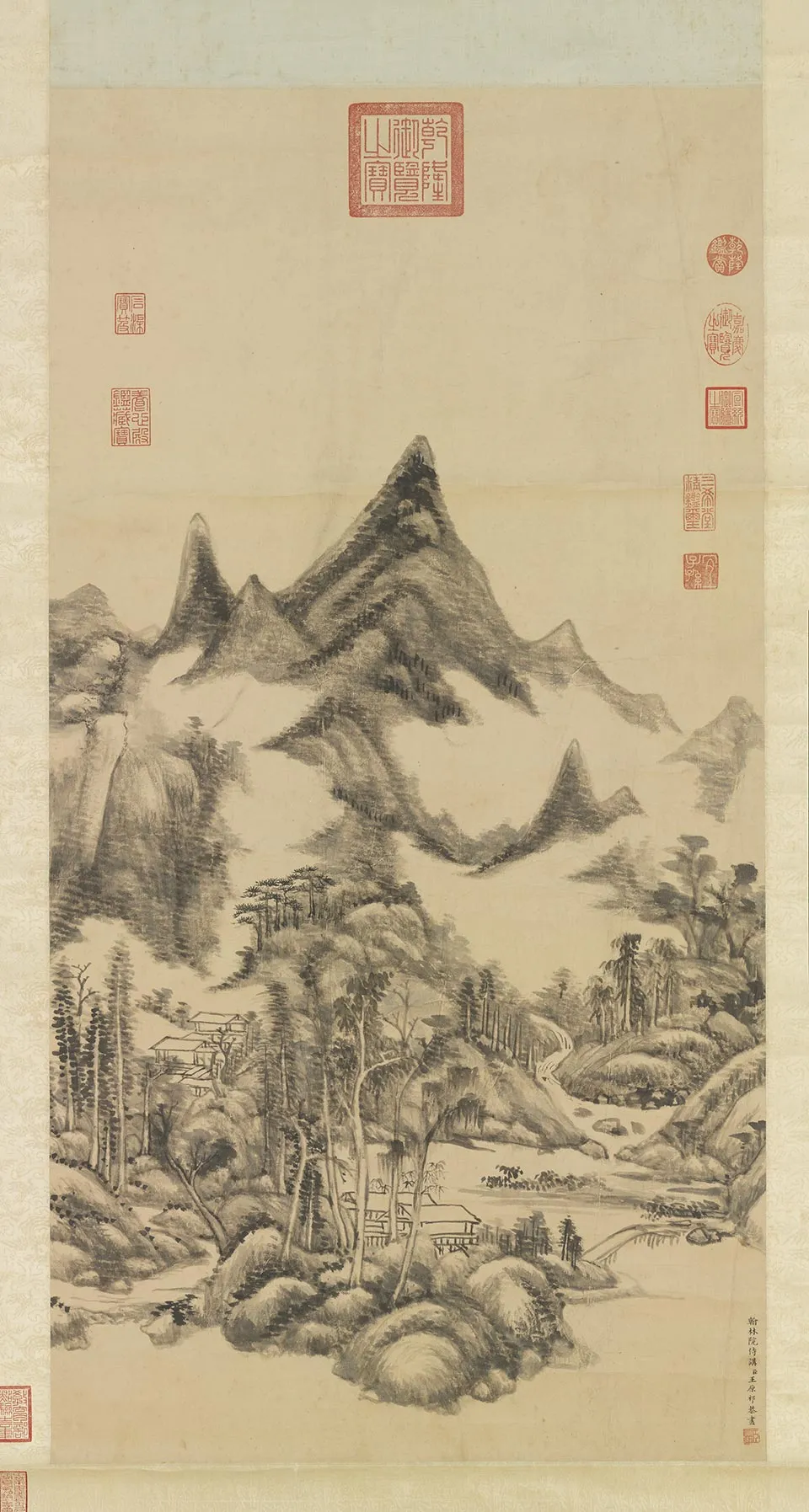 王原祁山水画《云壑流泉图》轴