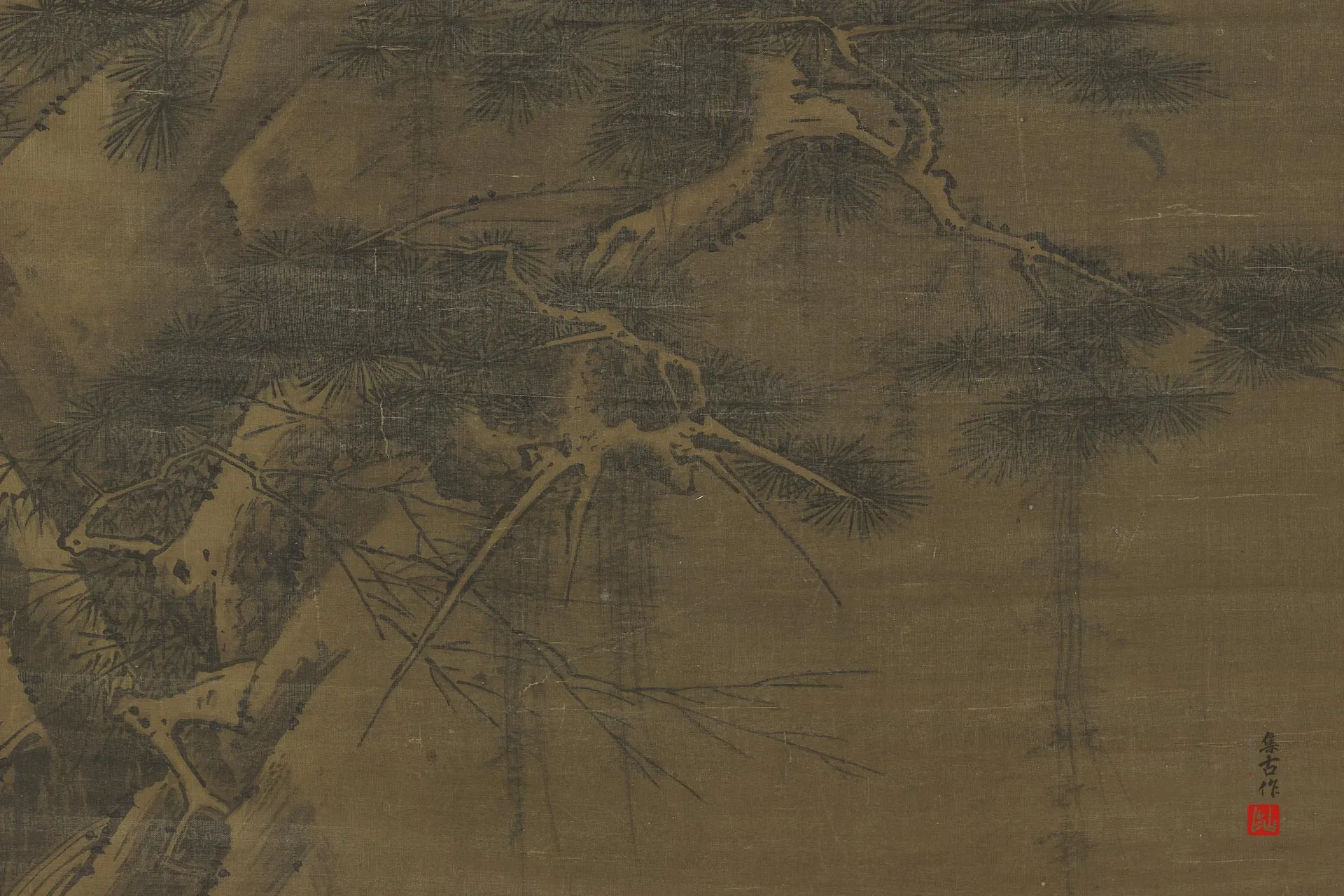 马远山水画《板桥踏雪图》局部 (2)