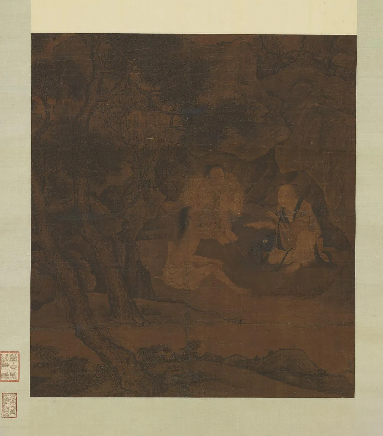 传燕文贵《三仙授简图》轴