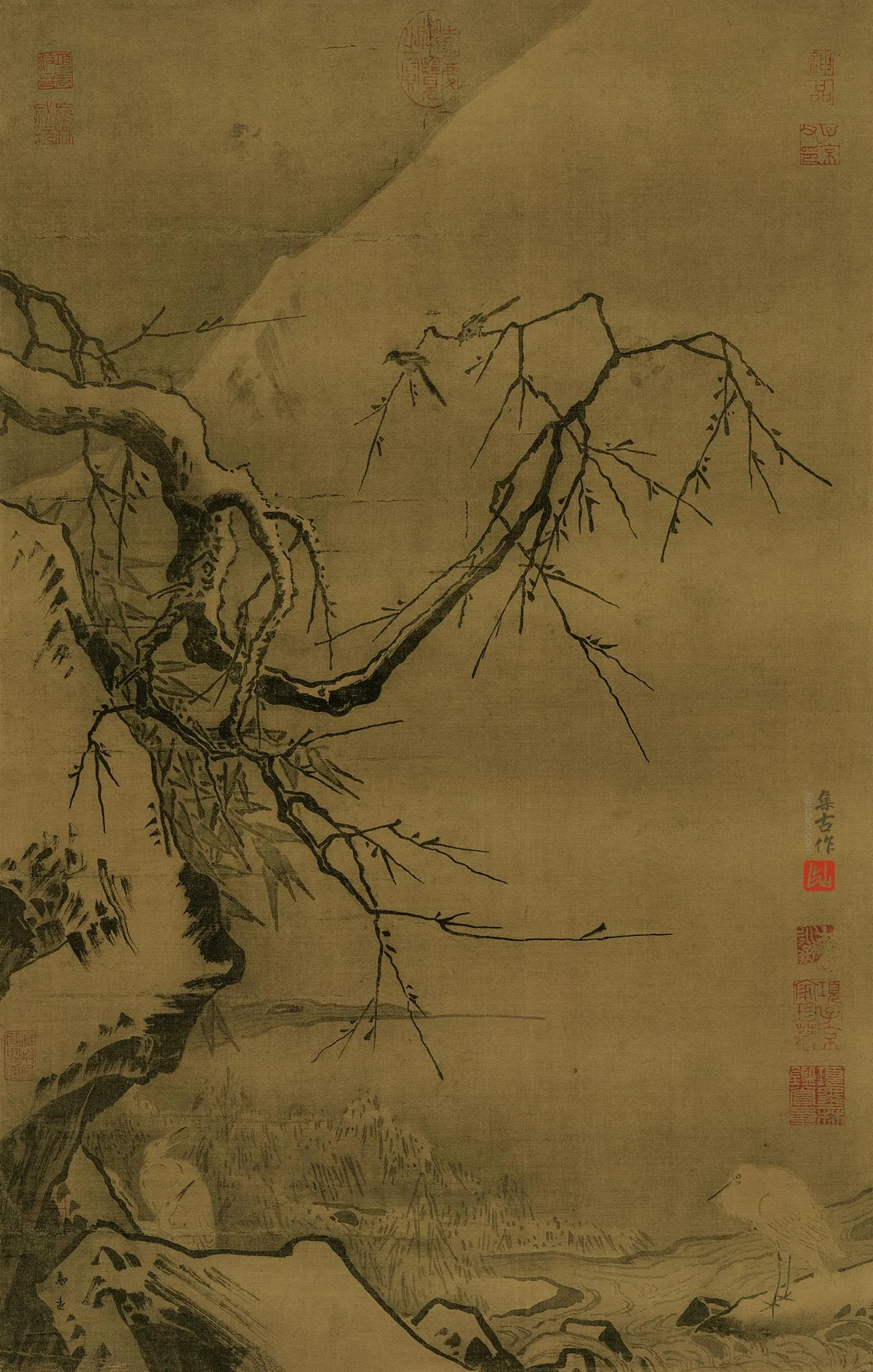 马远《雪滩双鹭图》轴