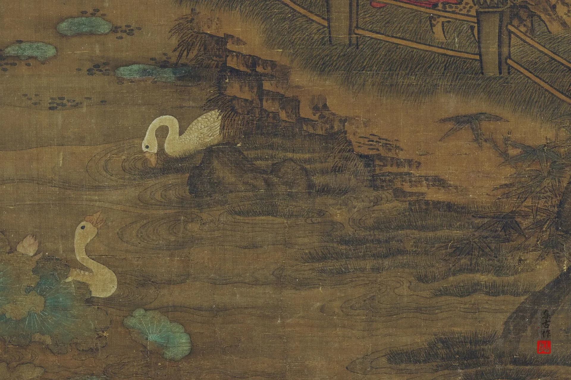 传马远《画王羲之玩鹅图》局部 (2)